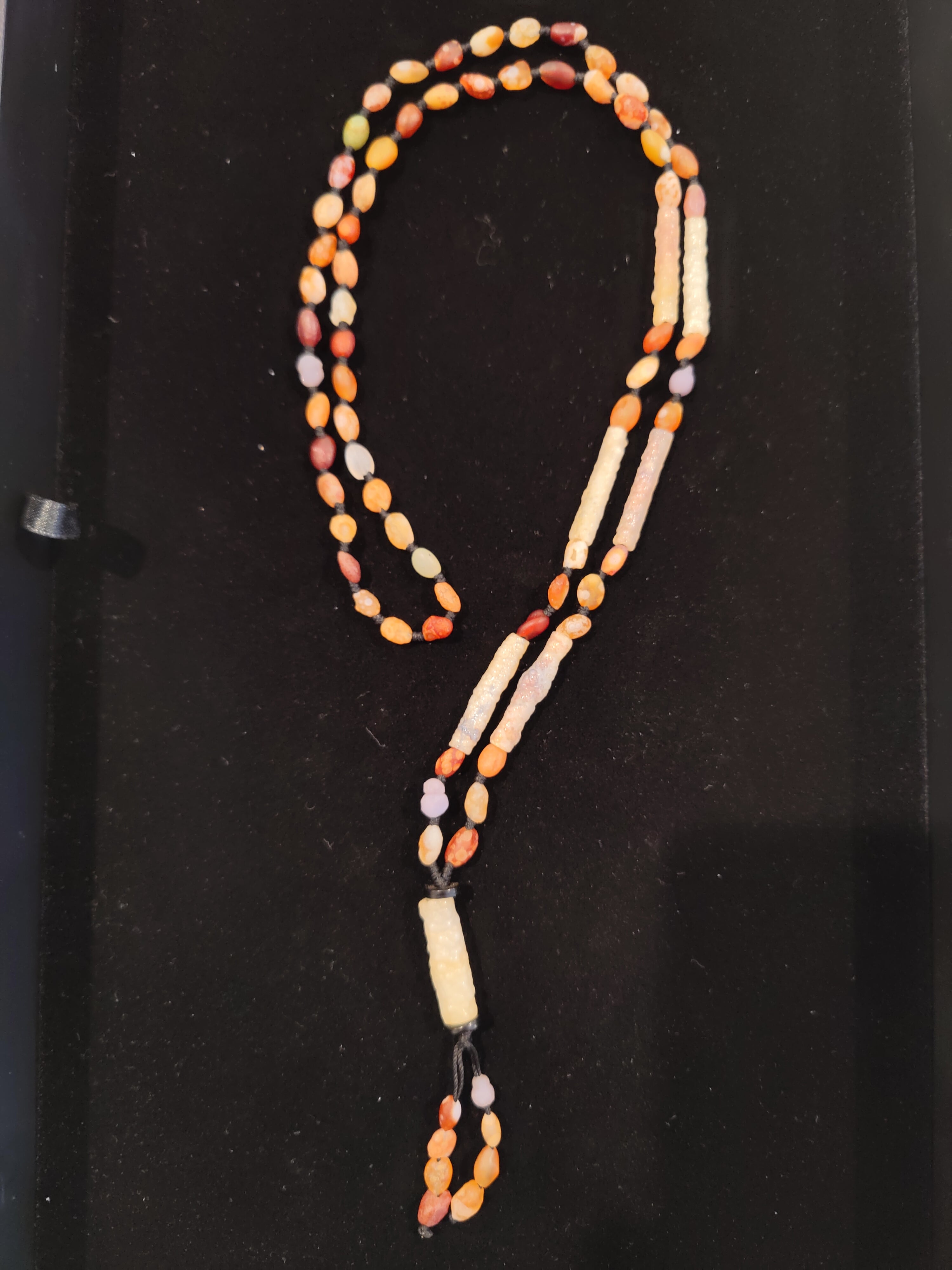 Gobi Desert Candy Agate, Grape Agate and Tube Agate Bead Necklace with Tube Agate Pendant | Jewelry | Wiccan Center