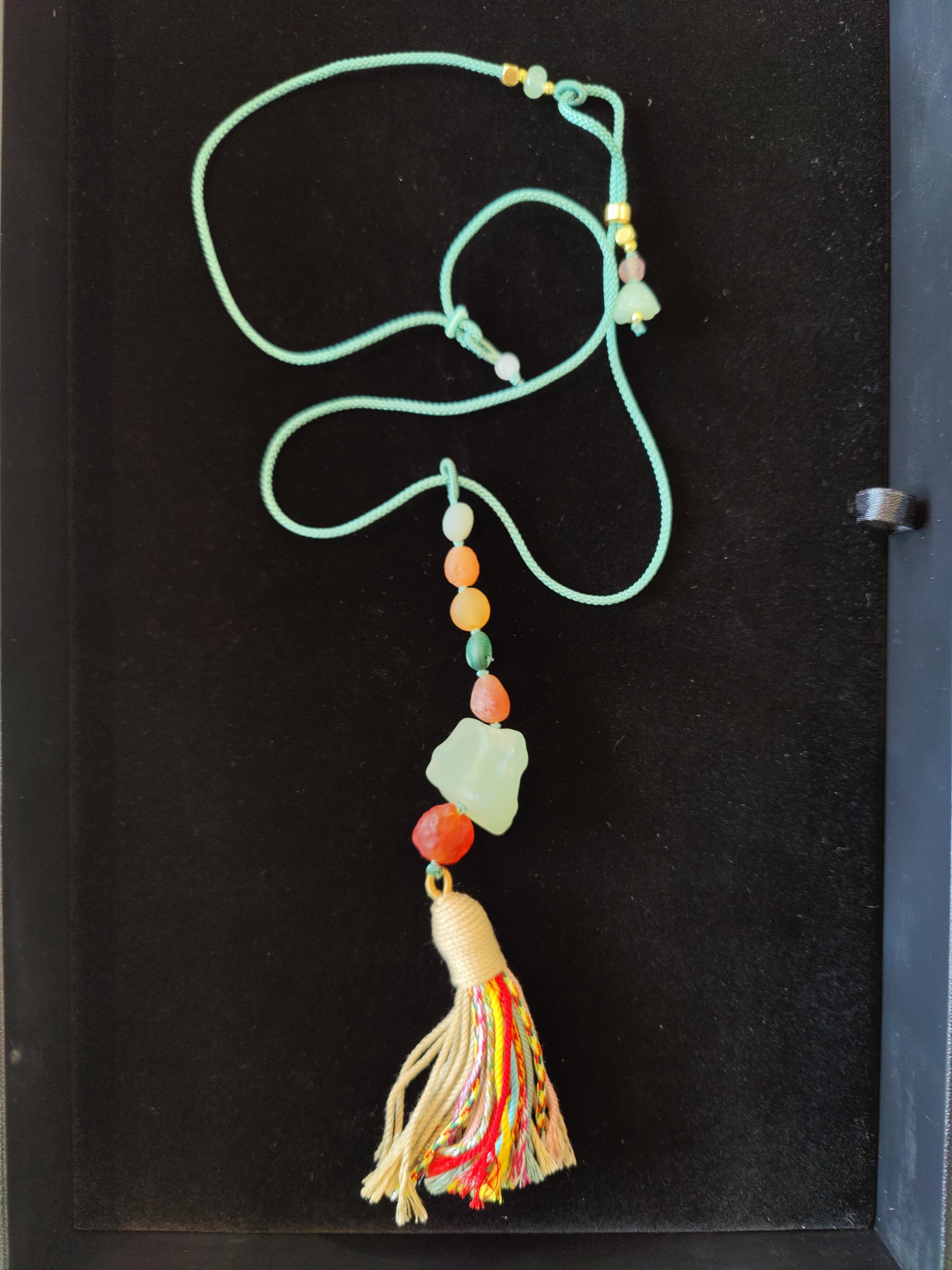 Gobi Desert Green Moss Agate Pendant Necklace with Candy Agate Beads | Jewelry | Wiccan Center