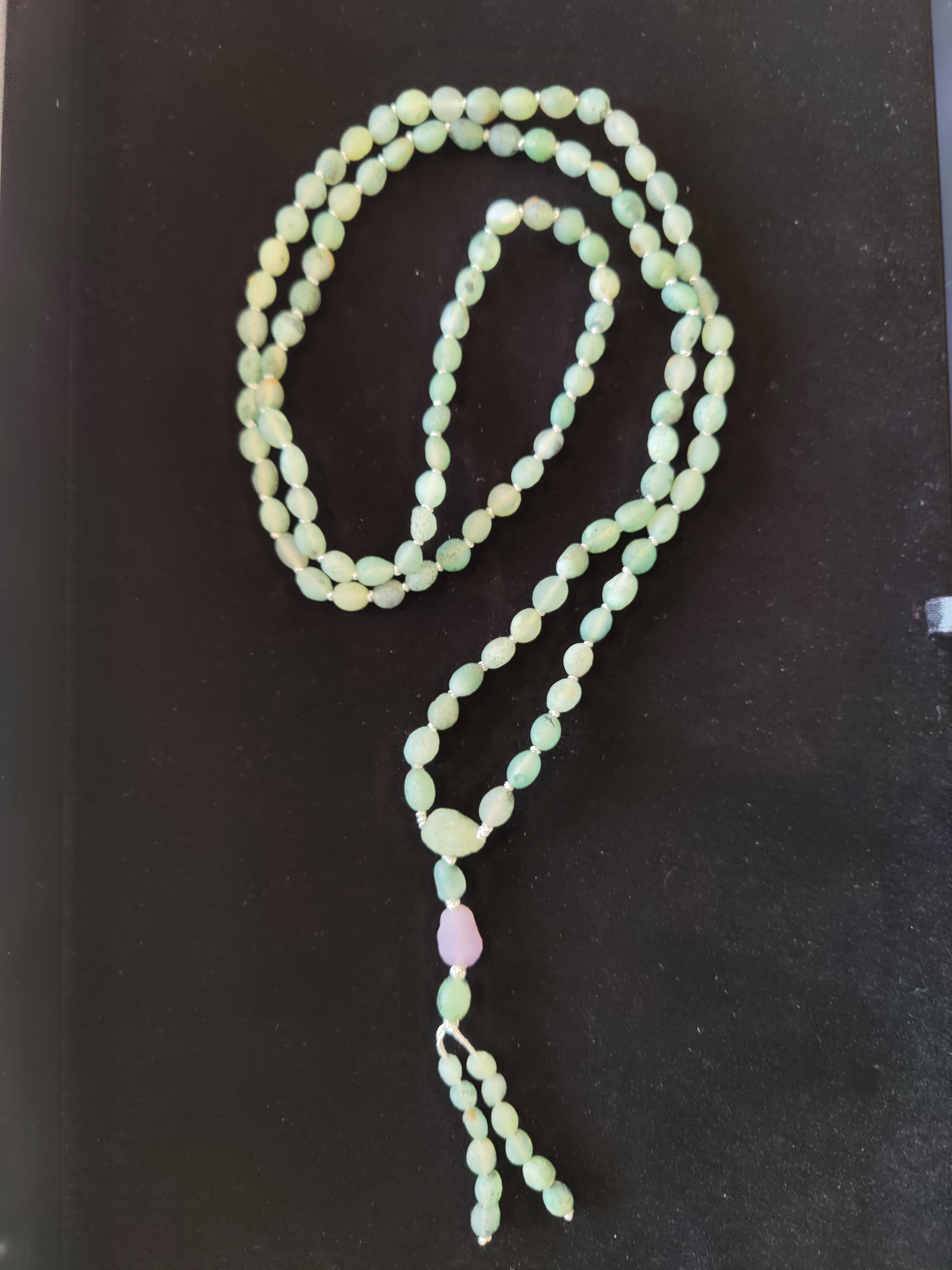 Gobi Desert Green Moss Agate with Amethyst Bead Mala Necklace | Jewelry | Wiccan Center
