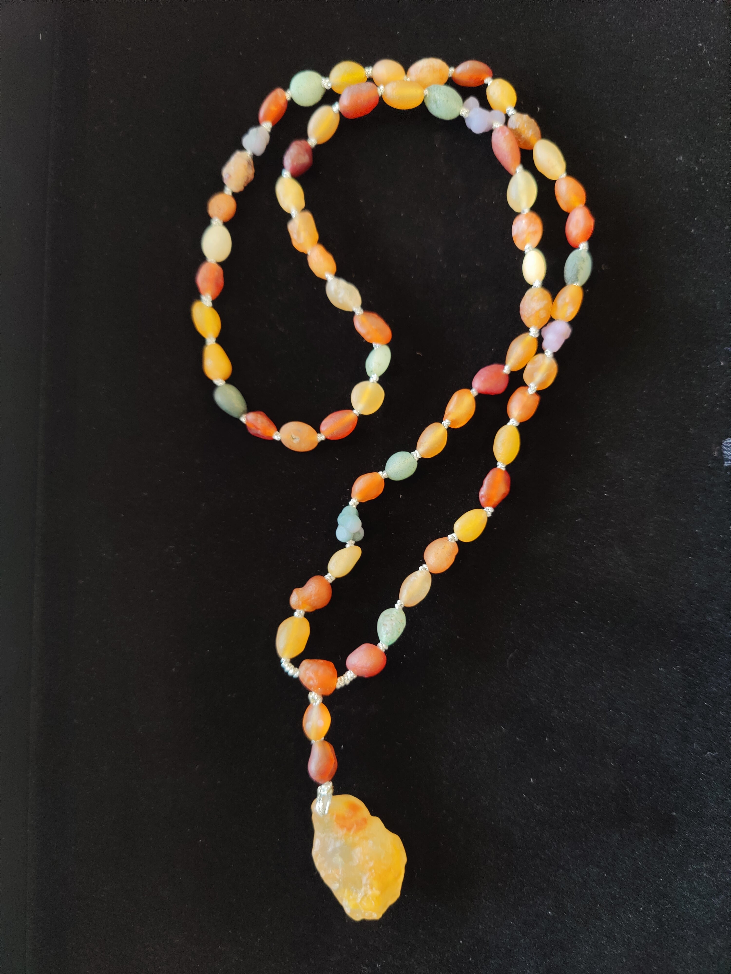 Gobi Desert Candy Agate Bead Necklace with Candy Agate Pendant | Jewelry | Wiccan Center