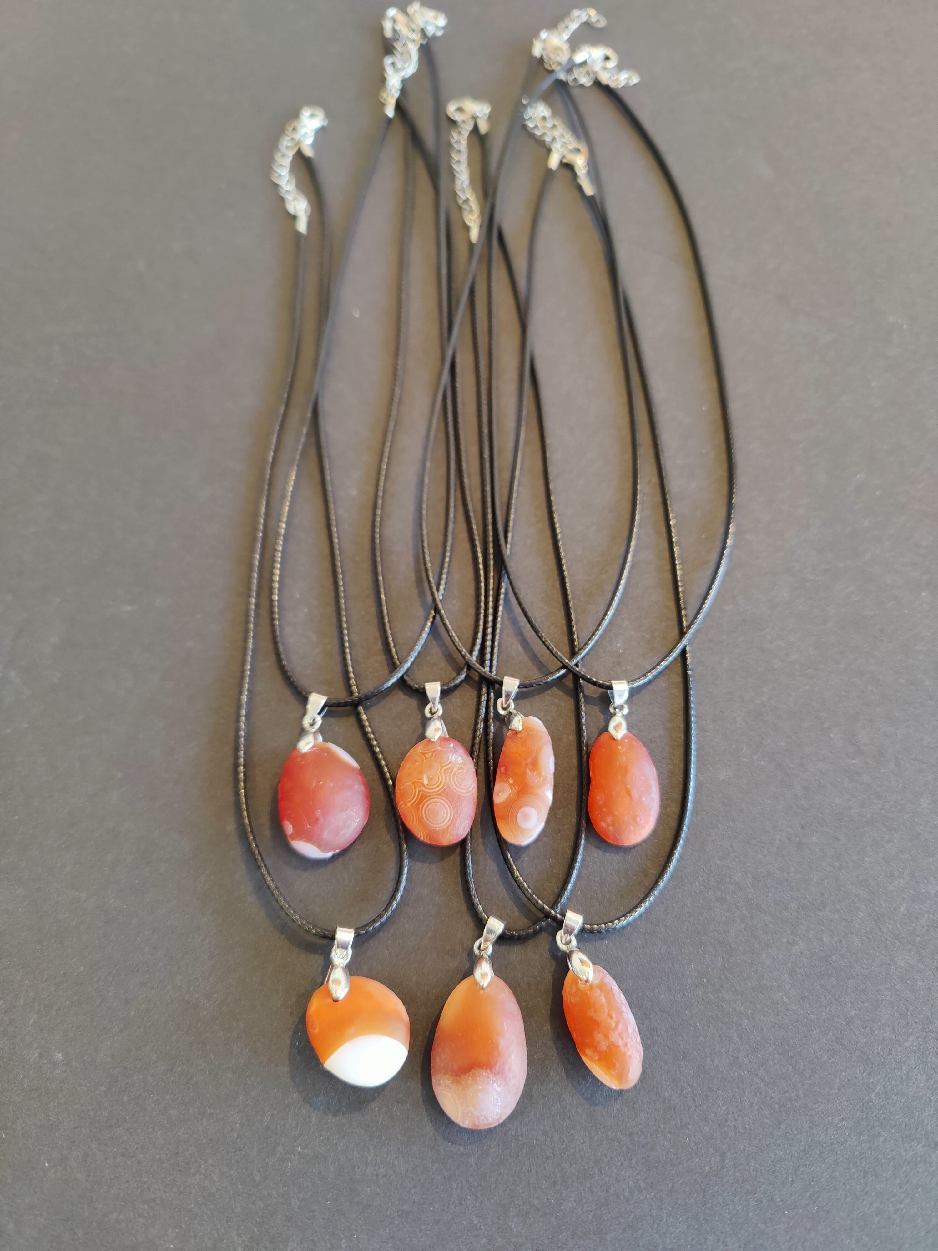 Red Carnelian Gobi Desert Raw Agate Pendant with Black Cord Necklace 18" | Jewelry | Wiccan Center