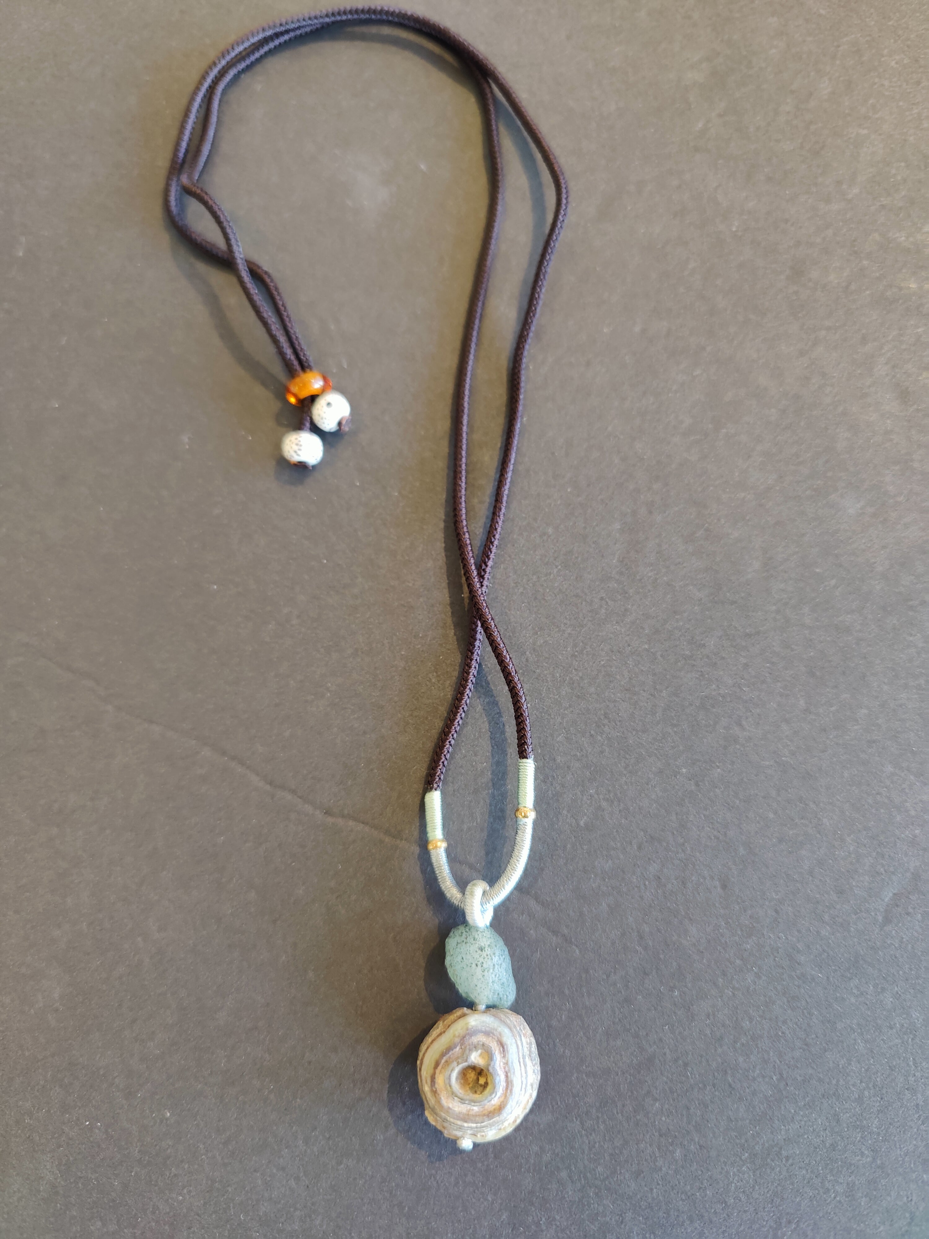 Gobi Desert Eye Agate Pendant on Black Cord Necklace | Jewelry | Wiccan Center