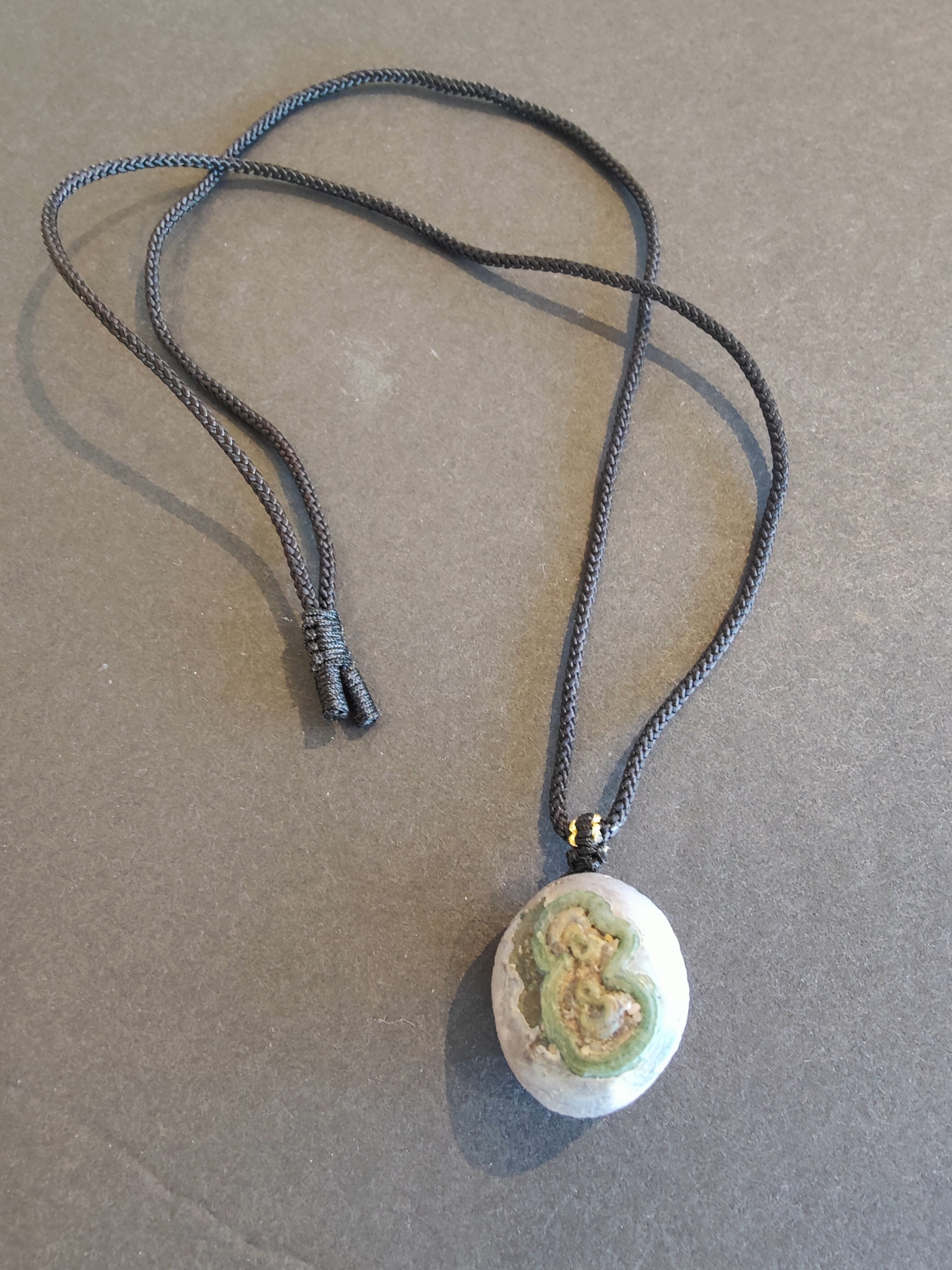 Gobi Desert Eye Agate Pendant on Black Cord Necklace | Jewelry | Wiccan Center