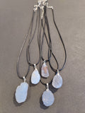Blue Chalcedony Gobi Desert Raw Stone Pendant with Cord Necklace 18" | Jewelry | Wiccan Center
