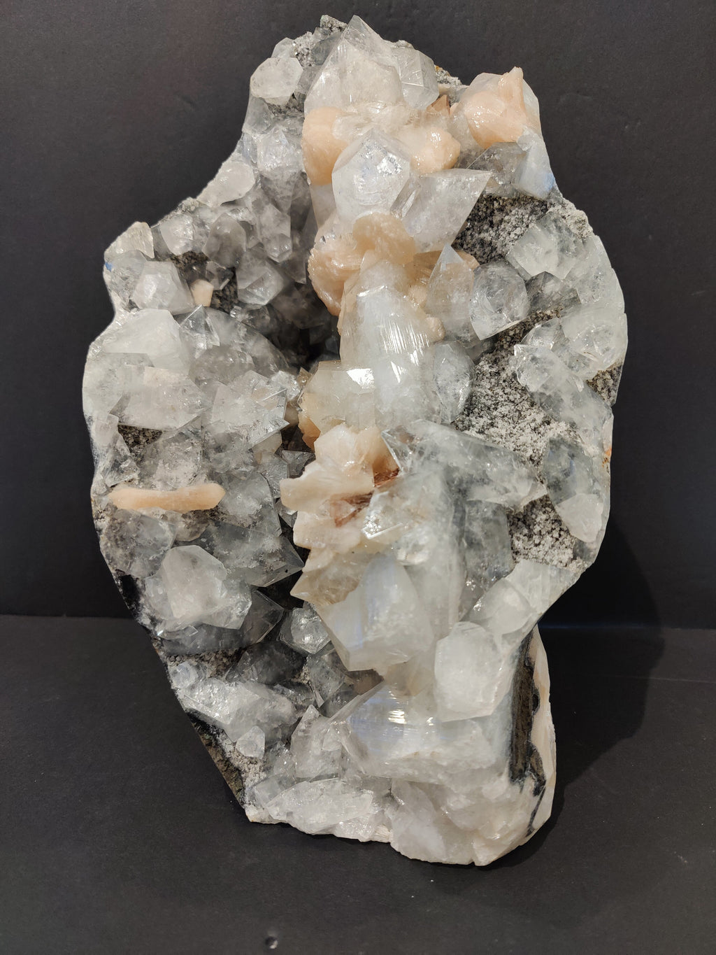 Clear Apophyllite with Peach Stilbite Cabinet Specimen 7,825g | Minerals | Wiccan Center