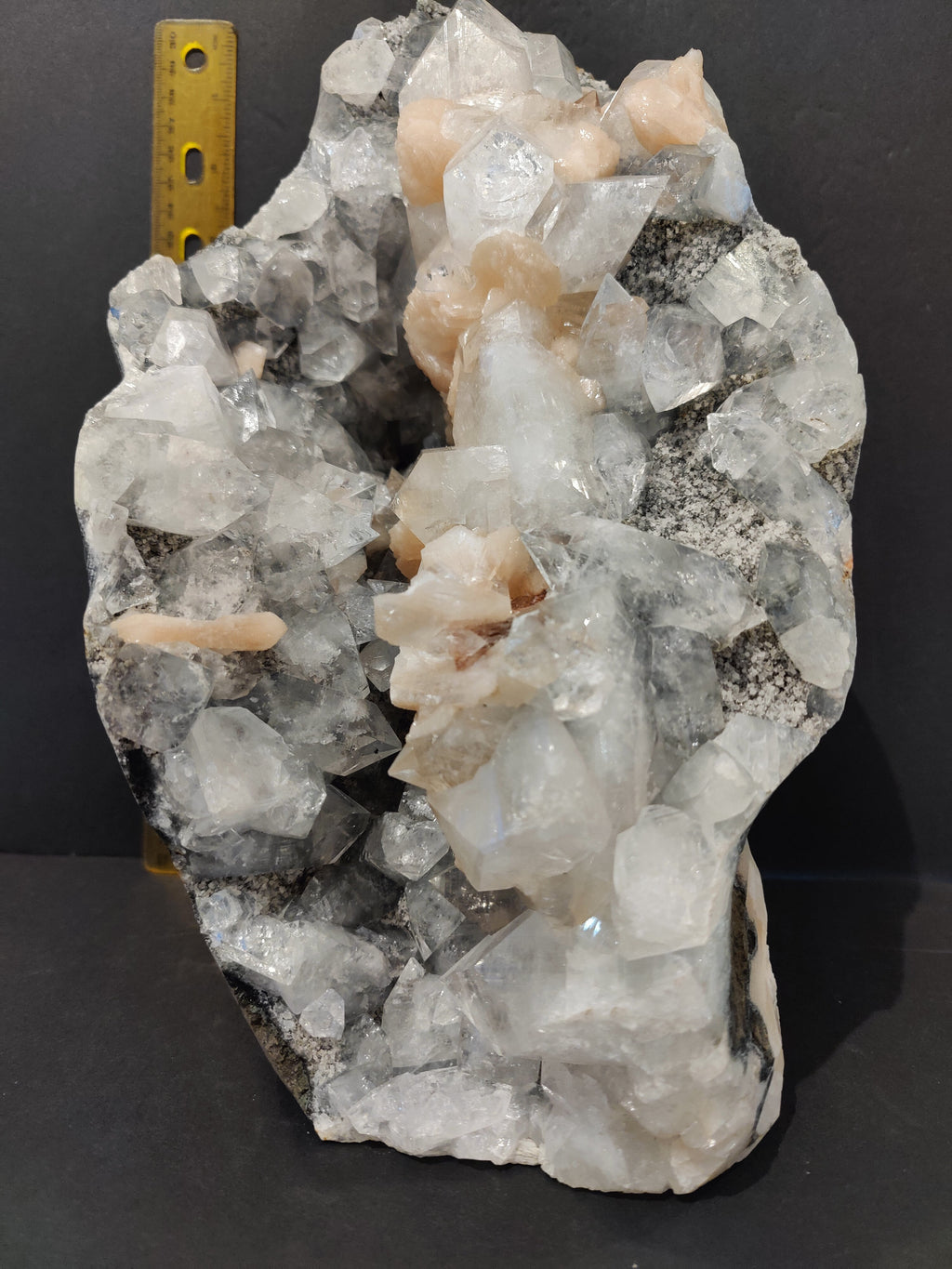 Clear Apophyllite with Peach Stilbite Cabinet Specimen 7,825g | Minerals | Wiccan Center