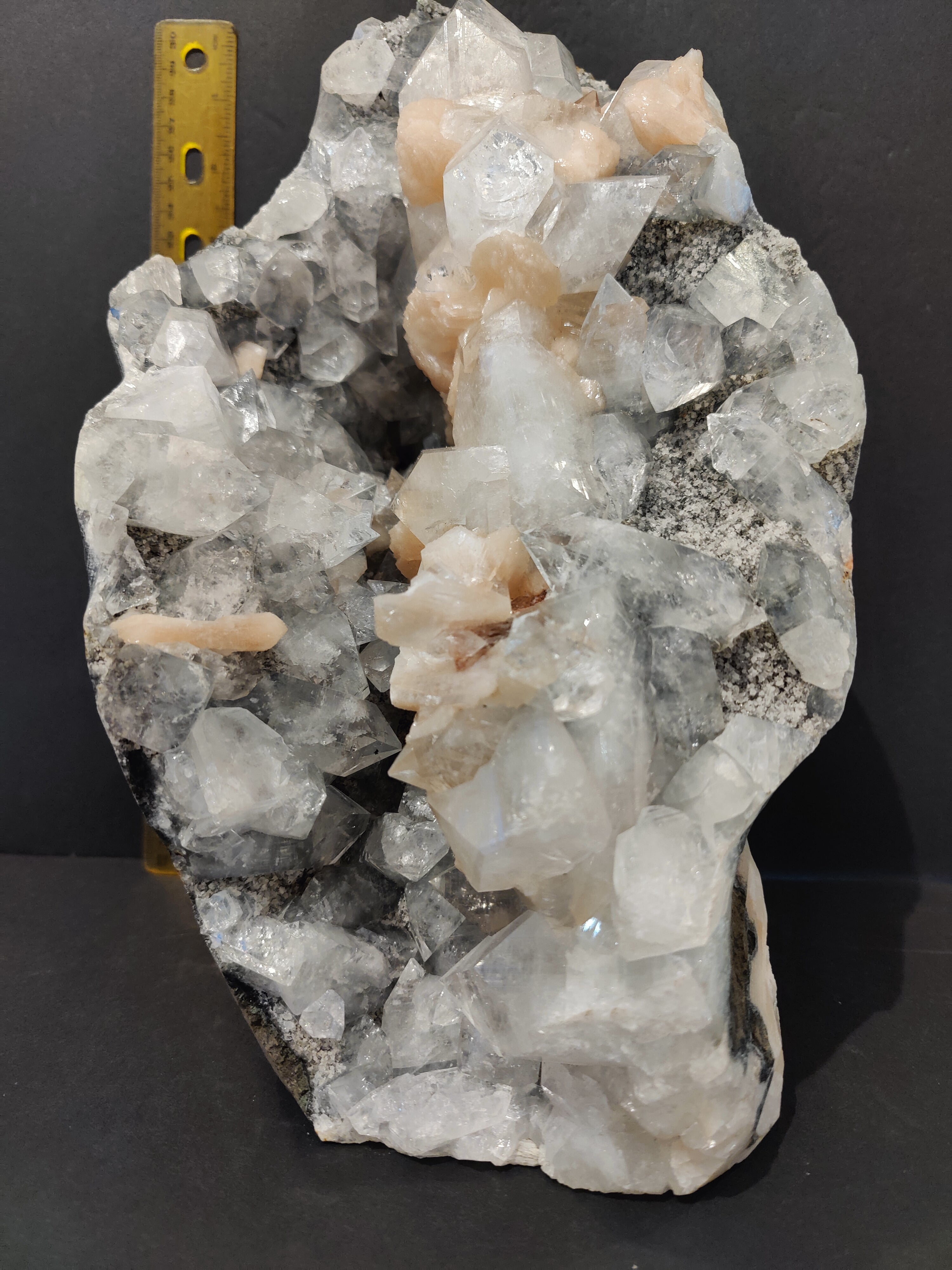 Clear Apophyllite with Peach Stilbite Cabinet Specimen 7,825g | Minerals | Wiccan Center