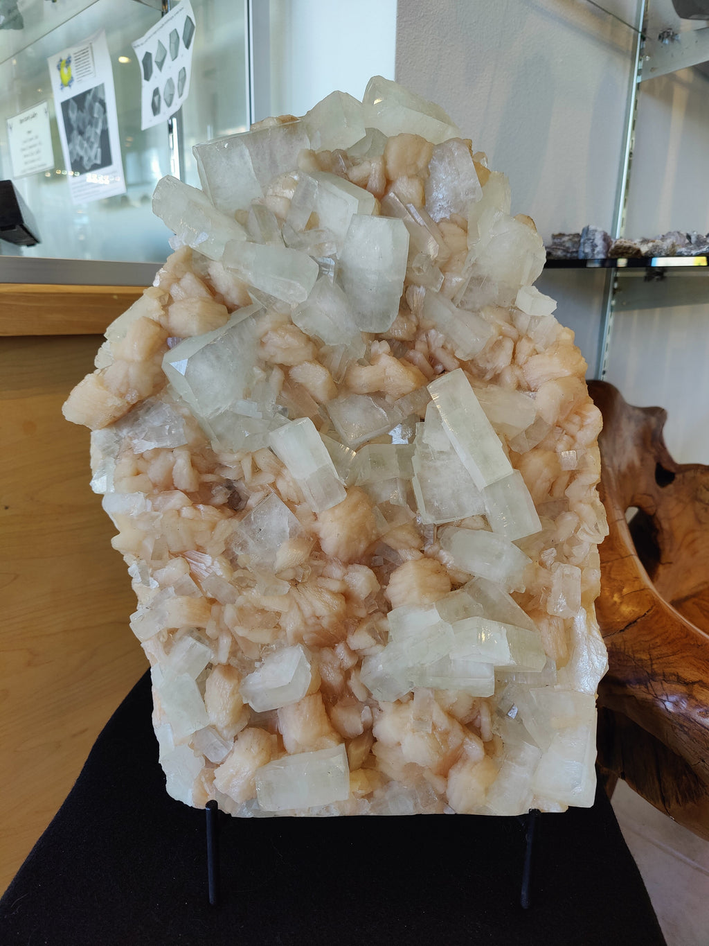 Clear Apophyllite Cubes with Peach Stilbite Cabinet Specimen 12.9kg | Minerals | Wiccan Center