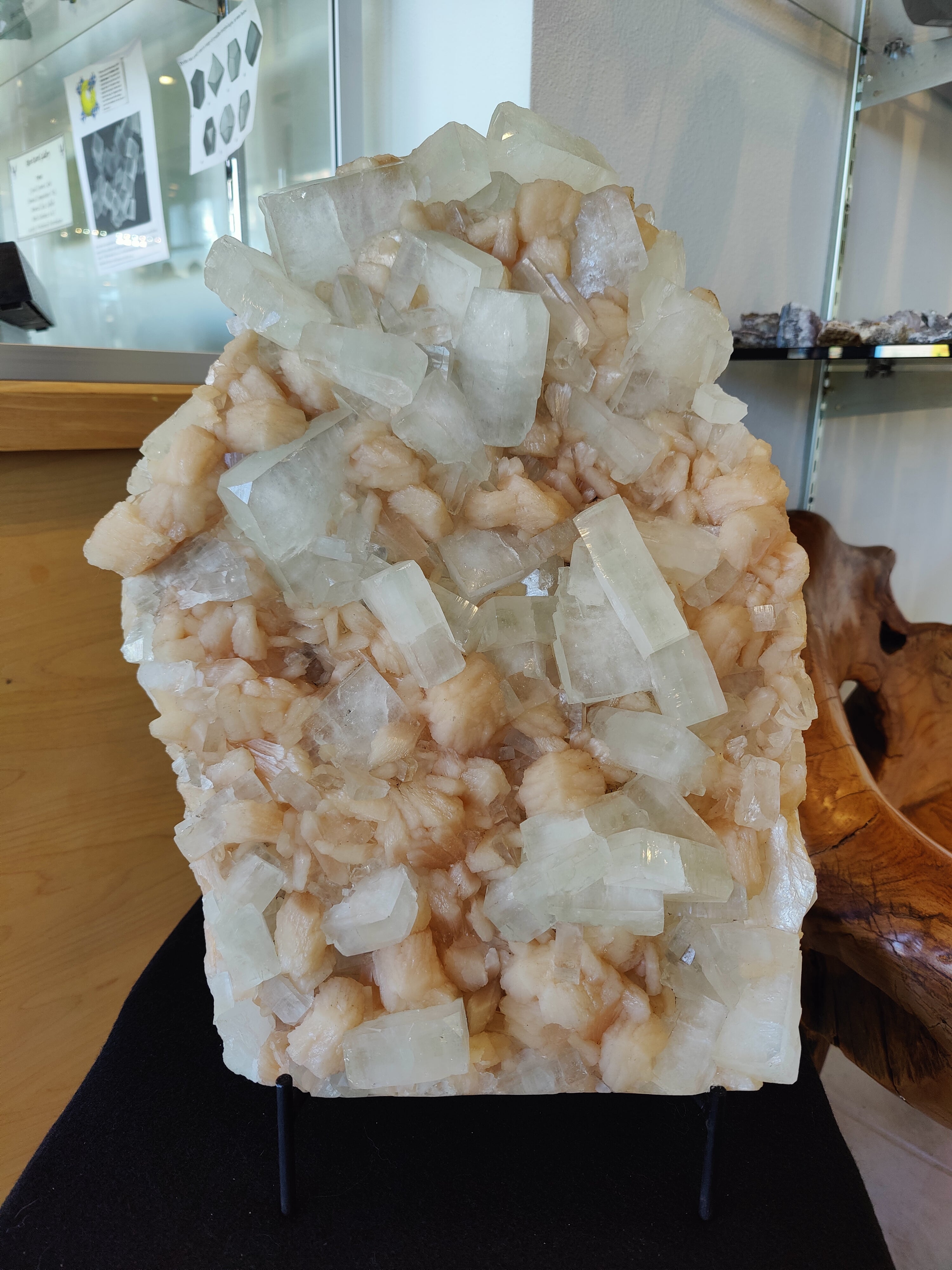 Clear Apophyllite Cubes with Peach Stilbite Cabinet Specimen 12.9kg | Minerals | Wiccan Center