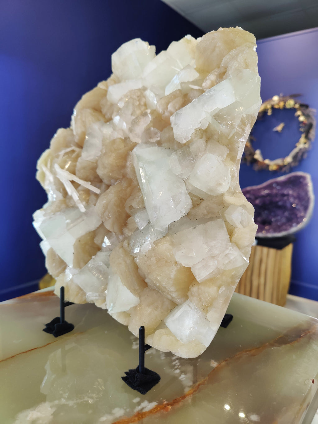 Clear Apophyllite Cubes with Stilbite & Scolecite Cabinet Specimen 7,245g | Minerals | Wiccan Center