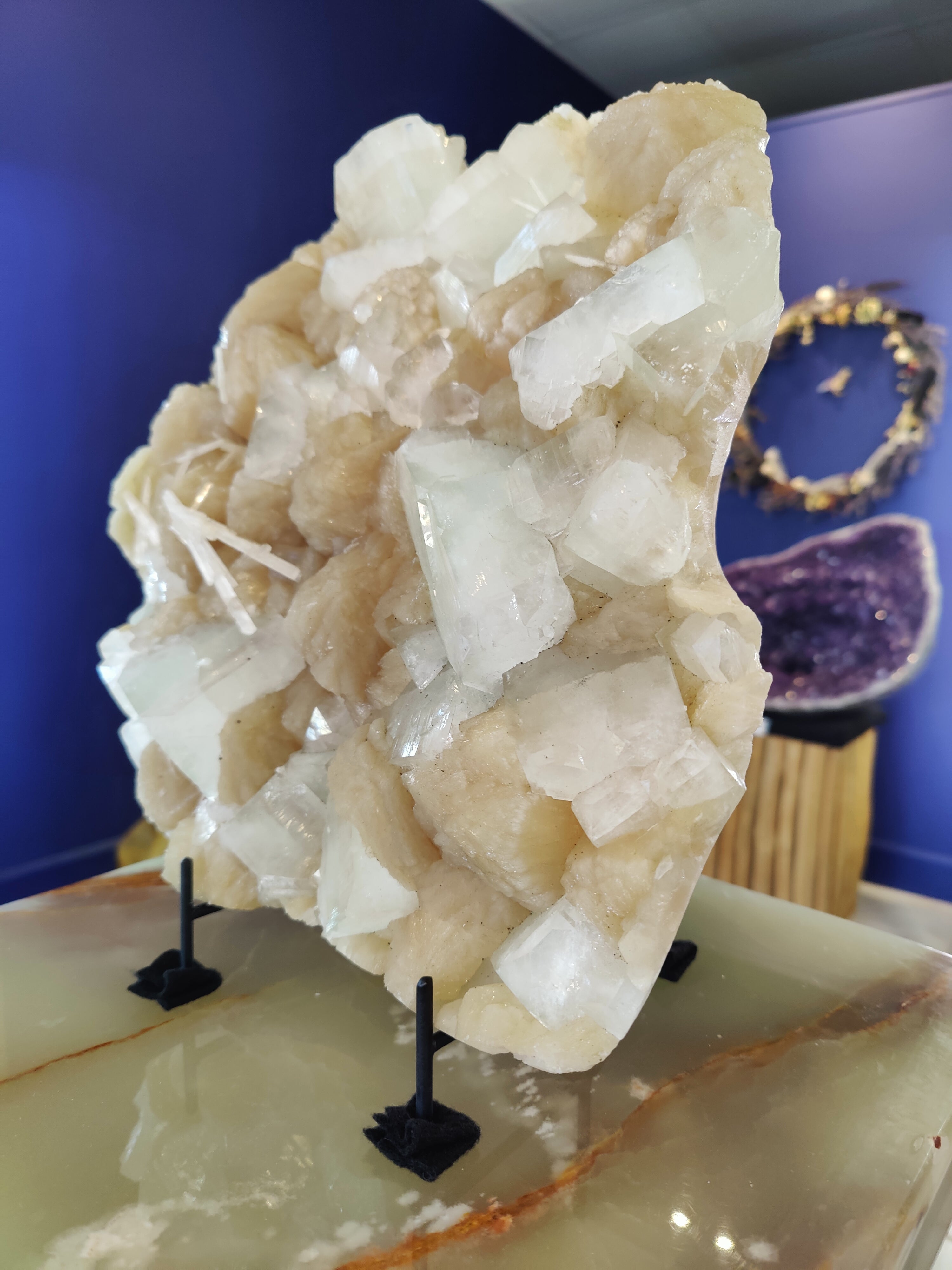 Clear Apophyllite Cubes with Stilbite & Scolecite Cabinet Specimen 7,245g | Minerals | Wiccan Center