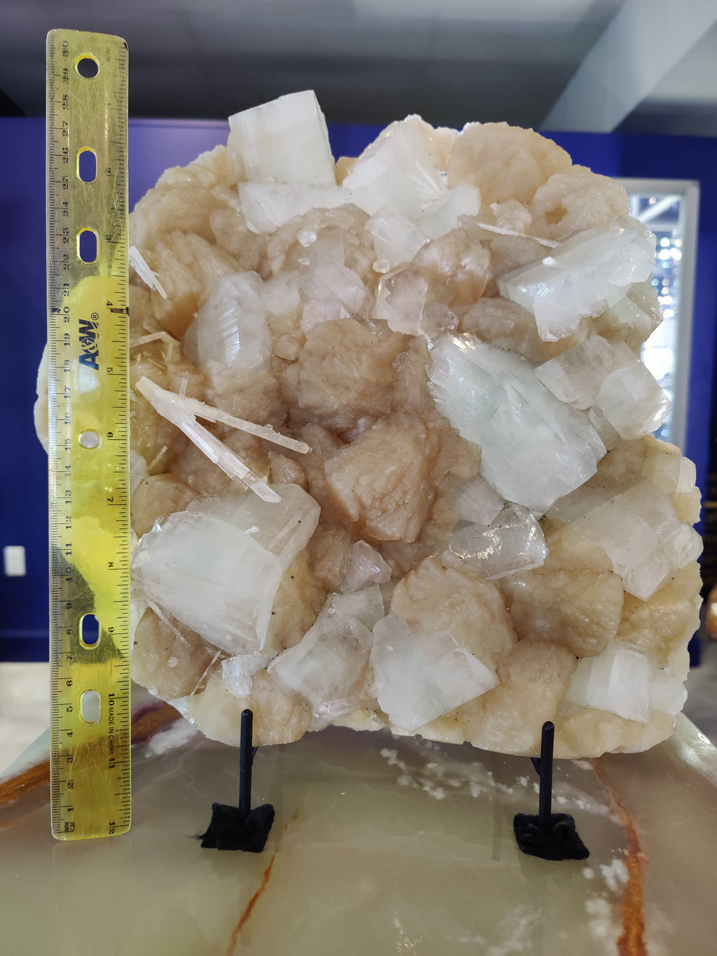 Clear Apophyllite Cubes with Stilbite & Scolecite Cabinet Specimen 7,245g | Minerals | Wiccan Center