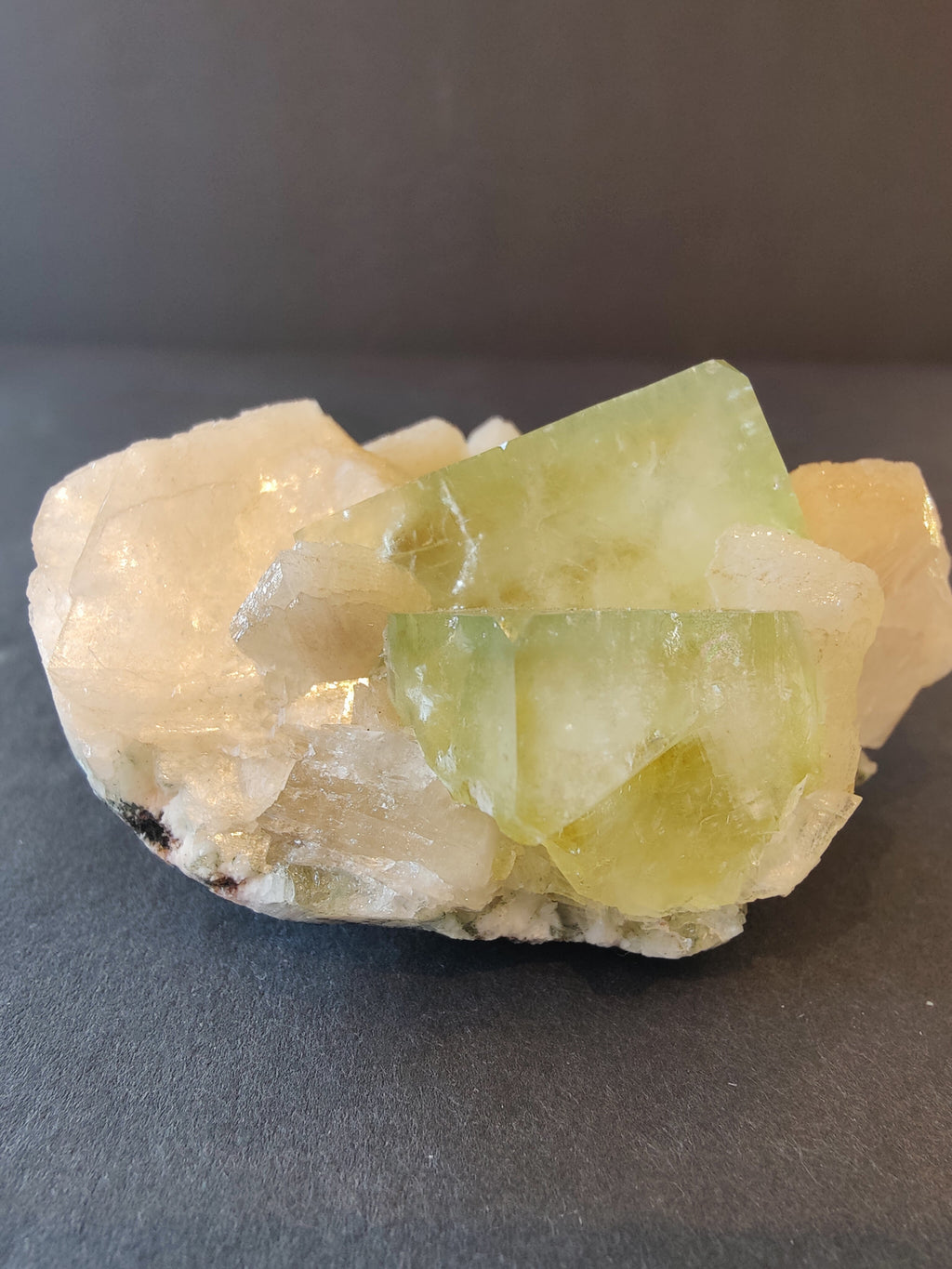 Green Apophyllite Cubes with Peach Stilbite Specimen 157g | Minerals | Wiccan Center