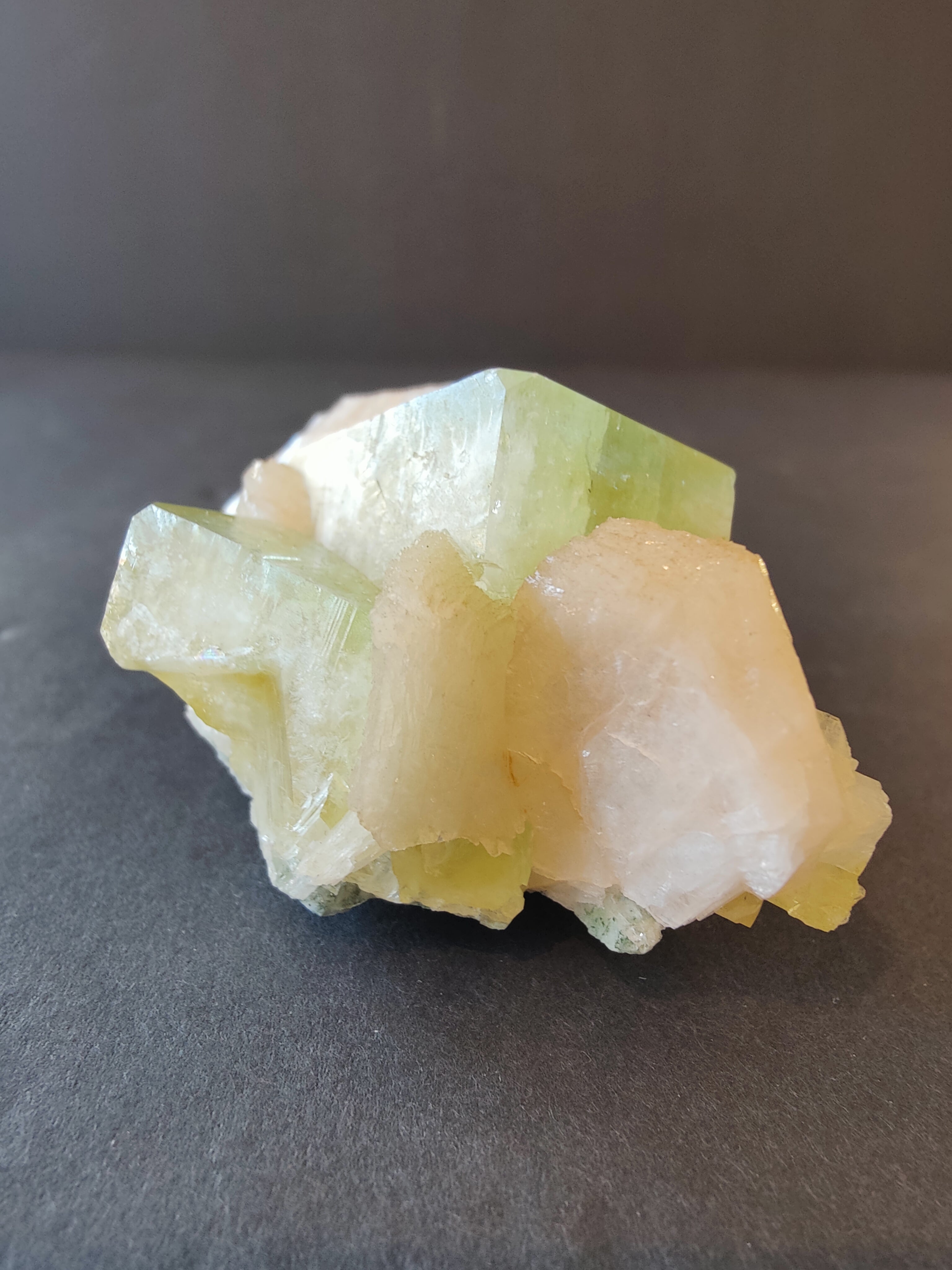 Green Apophyllite Cubes with Peach Stilbite Specimen 157g | Minerals | Wiccan Center