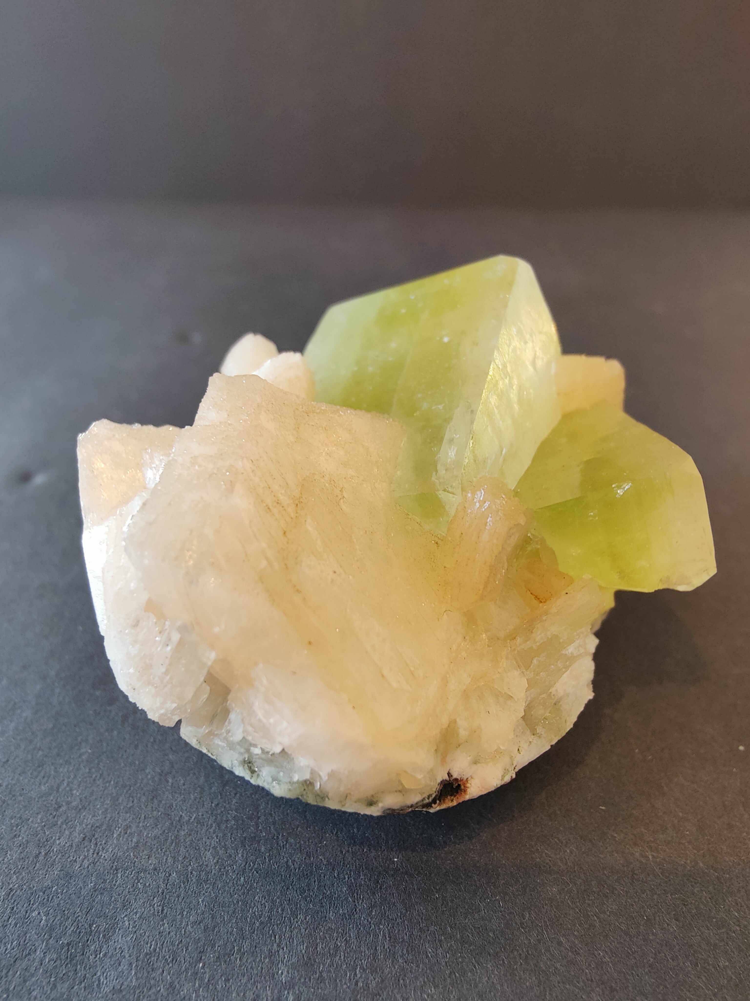 Green Apophyllite Cubes with Peach Stilbite Specimen 157g | Minerals | Wiccan Center