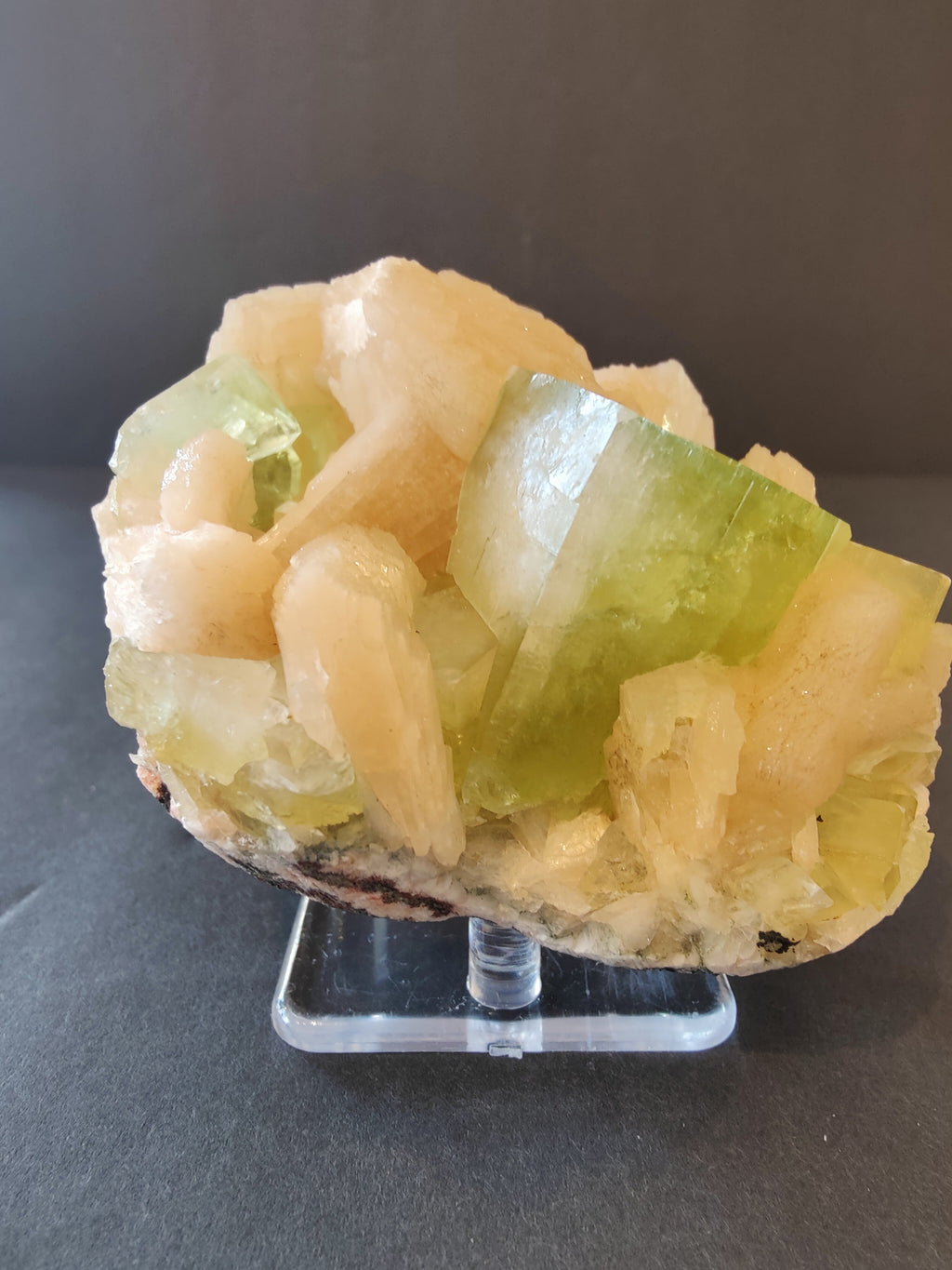 Green Apophyllite Cubes with Peach Stilbite Specimen 322g | Minerals | Wiccan Center