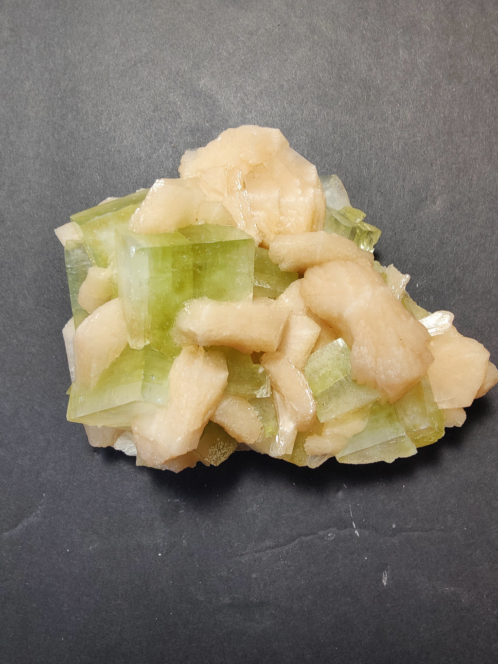 Green Apophyllite Cubes with Peach Stilbite Specimen 449g | Minerals | Wiccan Center