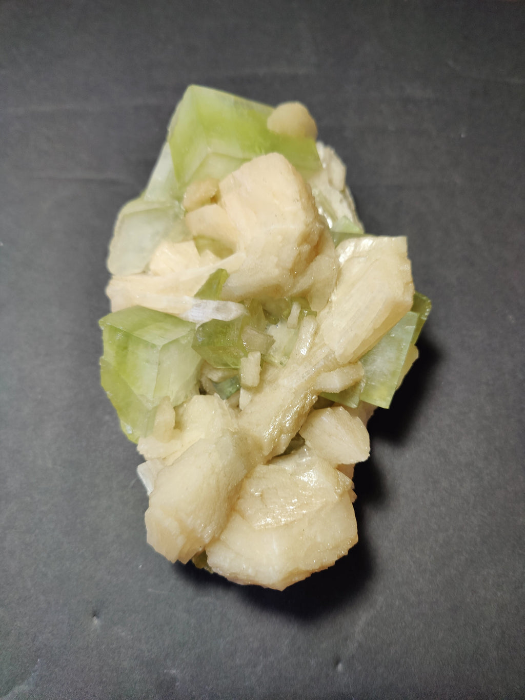 Green Apophyllite Cubes with Peach Stilbite Specimen 761g | Minerals | Wiccan Center