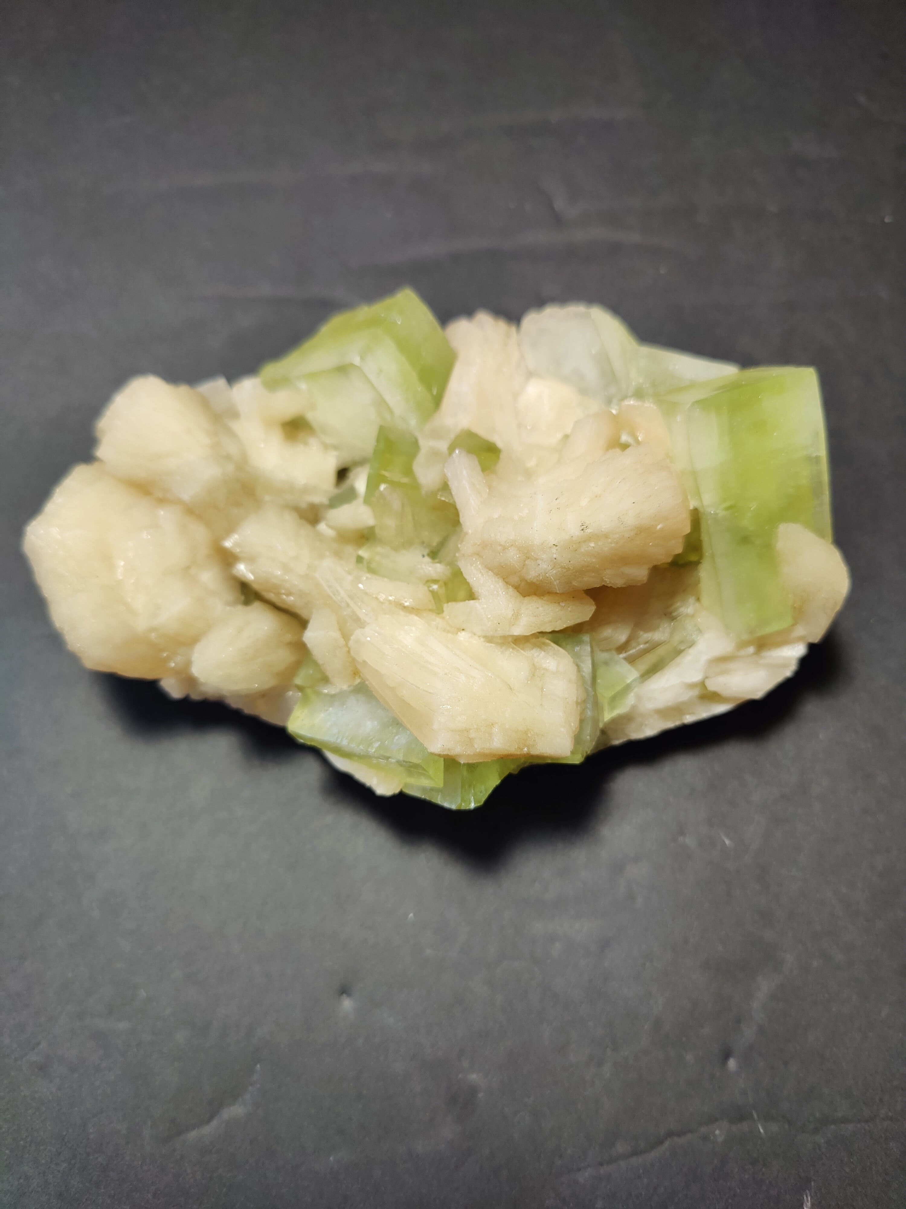 Green Apophyllite Cubes with Peach Stilbite Specimen 761g | Minerals | Wiccan Center