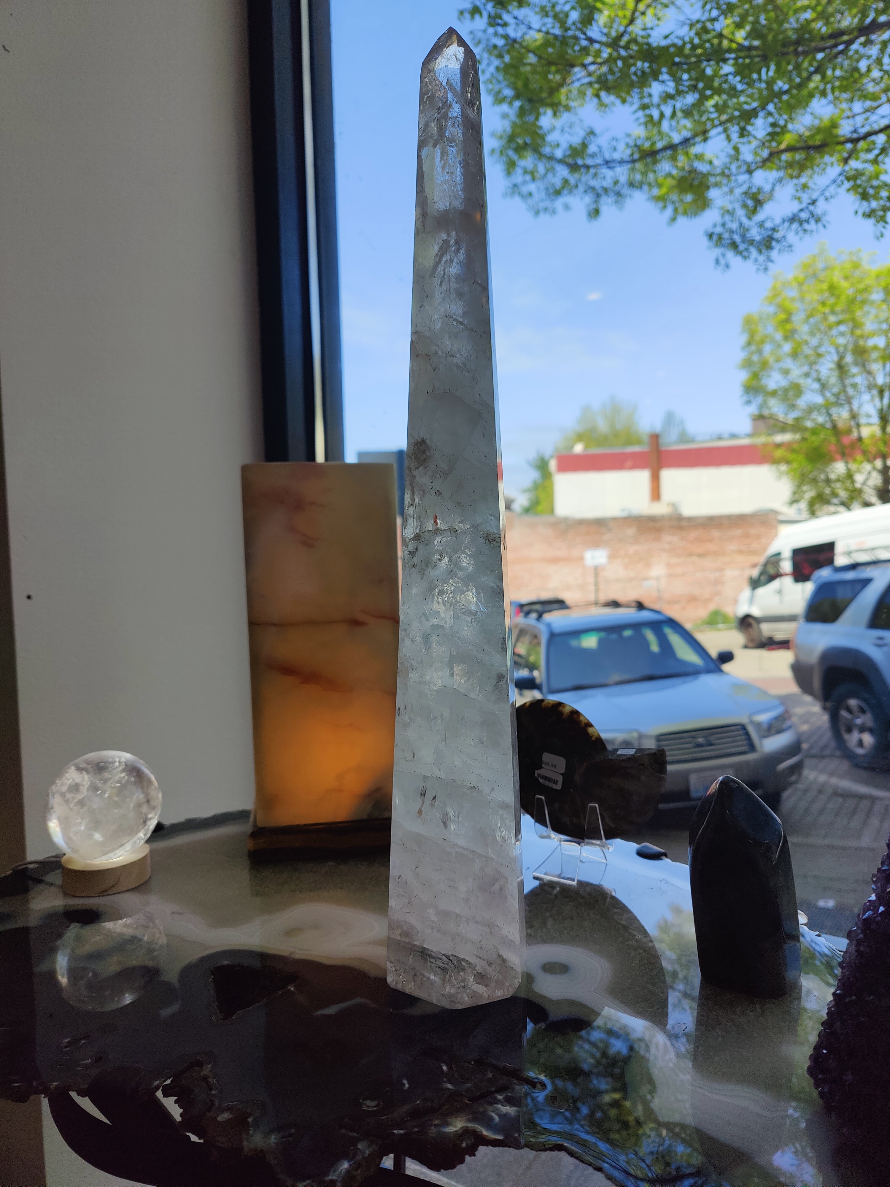 Clear Quartz Polished Obelisk Sculpture 3.35kg 20.5"