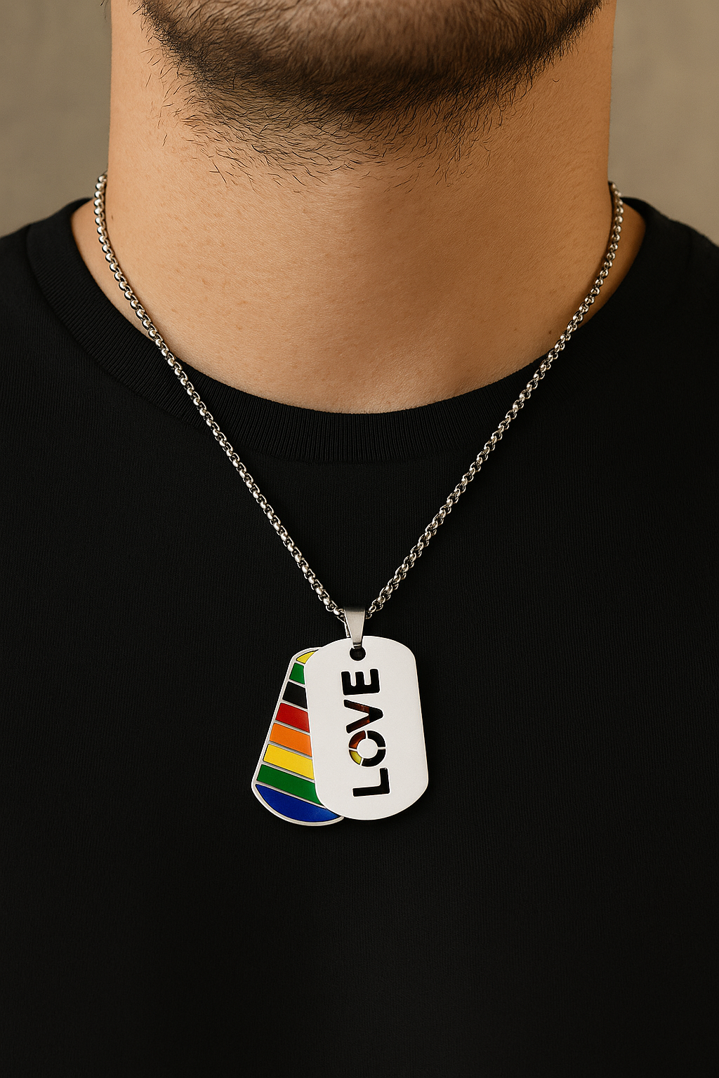 Pride "Dog Tags" Style Necklace – Rainbow Flag Stainless Steel Pendant (Pride, Love, Equality Designs) | | Wiccan Center