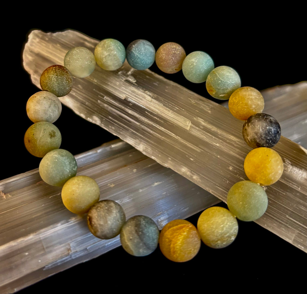 Serenity Flow Amazonite Bracelet – 10mm Matte Reiki-Infused Calm & Communication Stone (Medium Fit) | | Wiccan Center