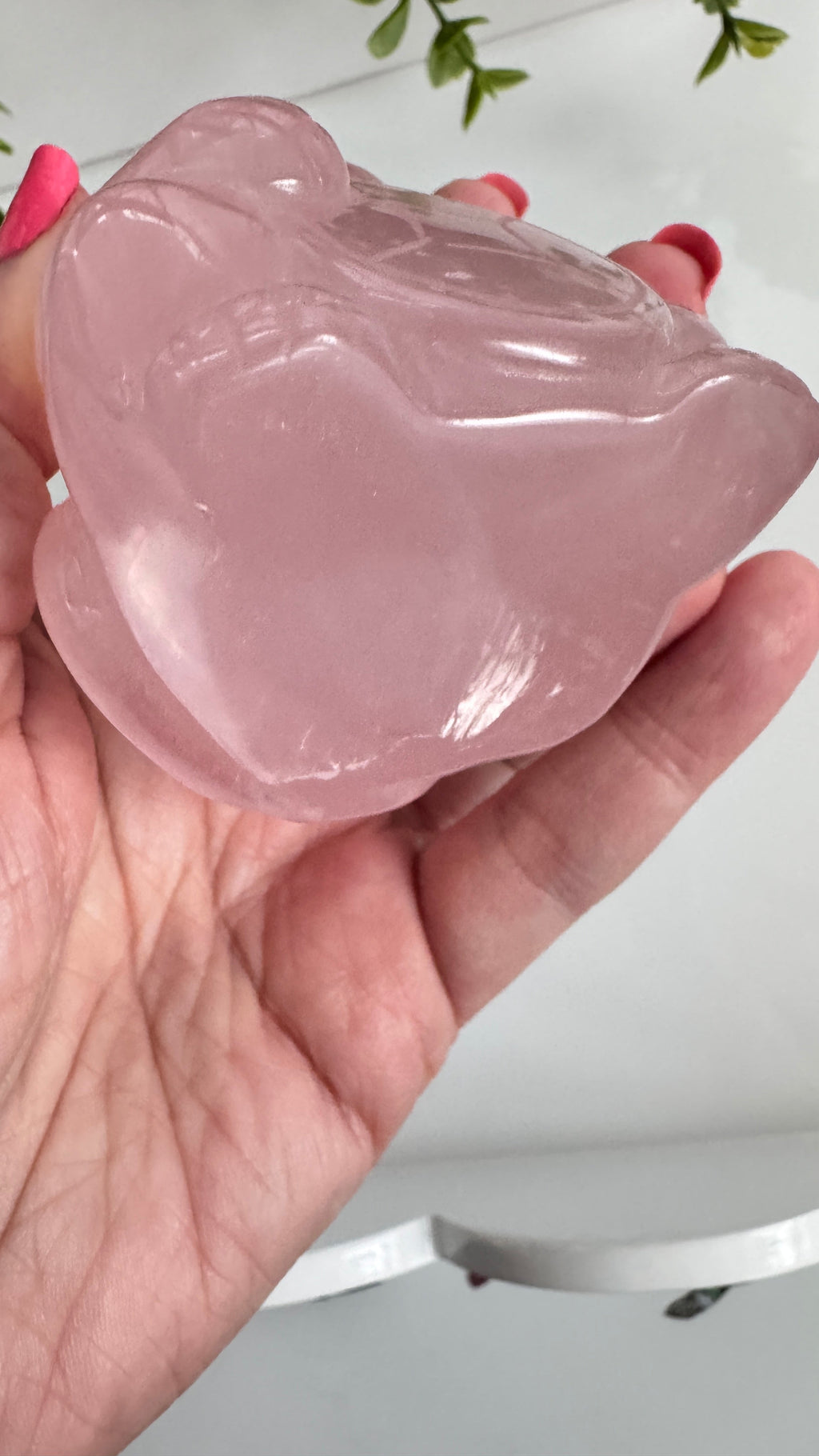Gemmy Rose Quartz Crystal Lucky Cat, Maneki Neko, Fortune Cat, Large (3.2”) | Crystals | Wiccan Center