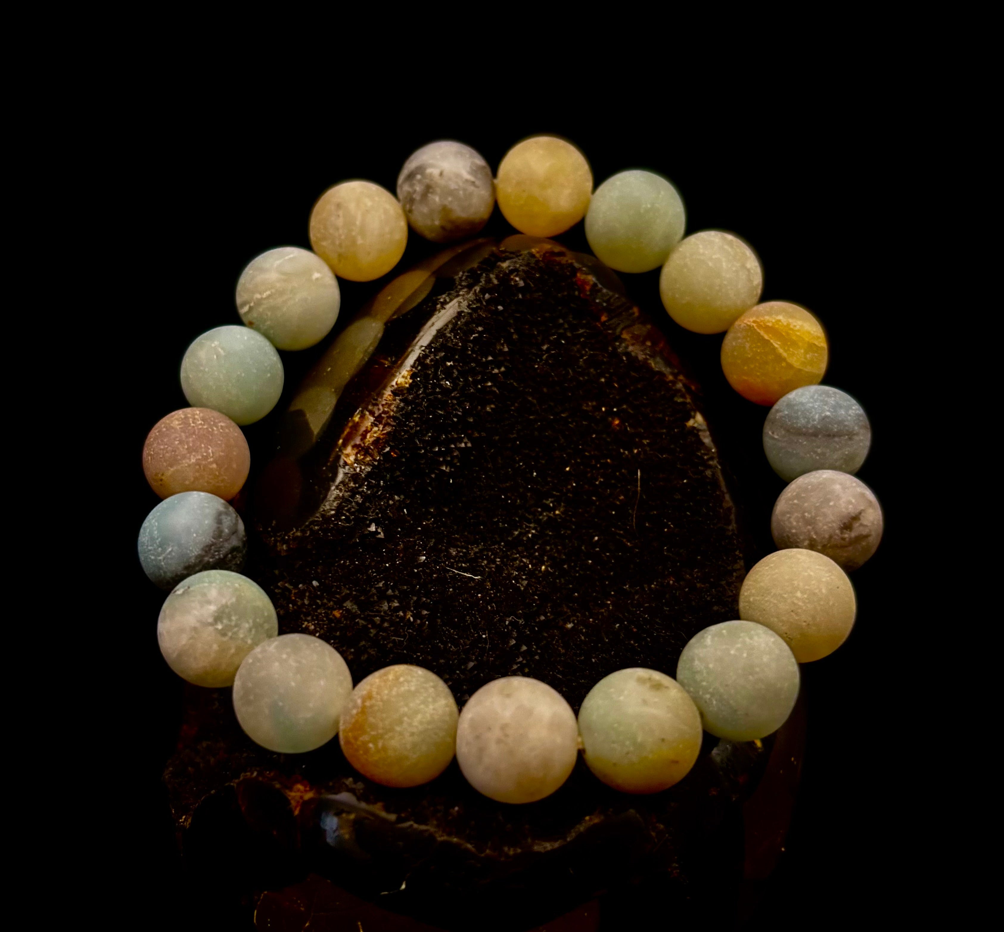 Serenity Flow Amazonite Bracelet – 10mm Matte Reiki-Infused Calm & Communication Stone (Medium Fit) | | Wiccan Center