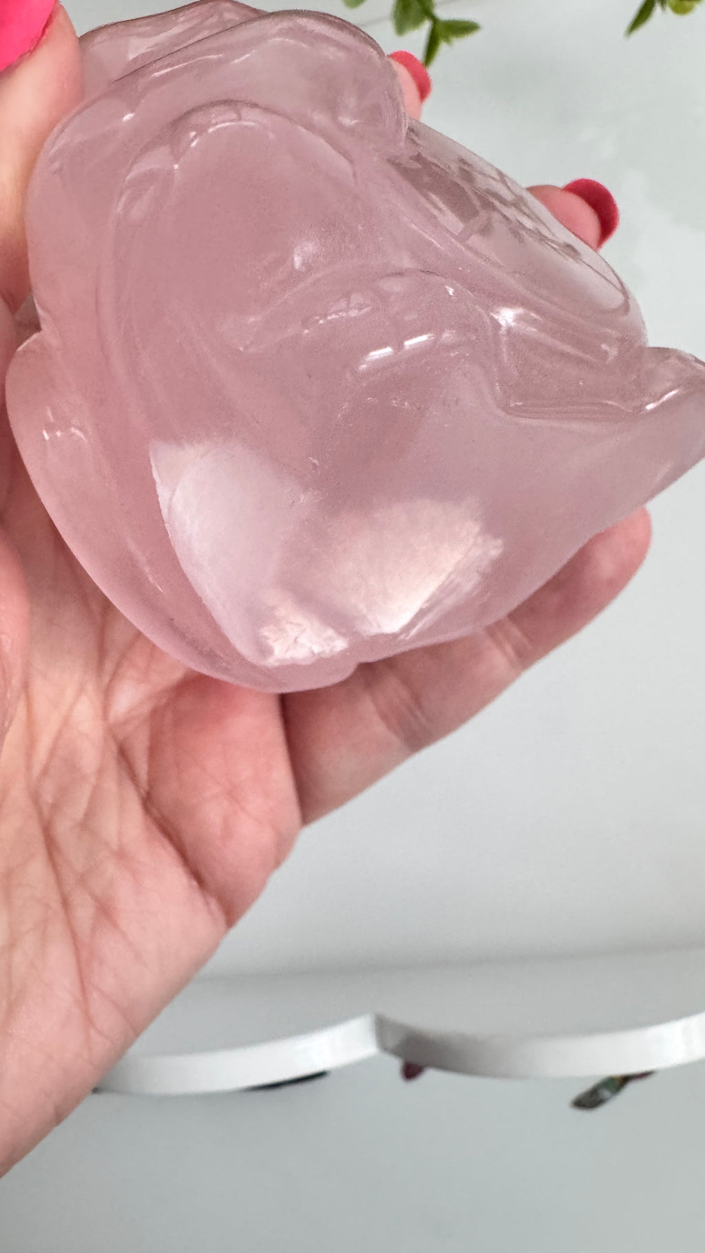 Gemmy Rose Quartz Crystal Lucky Cat, Maneki Neko, Fortune Cat, Large (3.2”) | Crystals | Wiccan Center