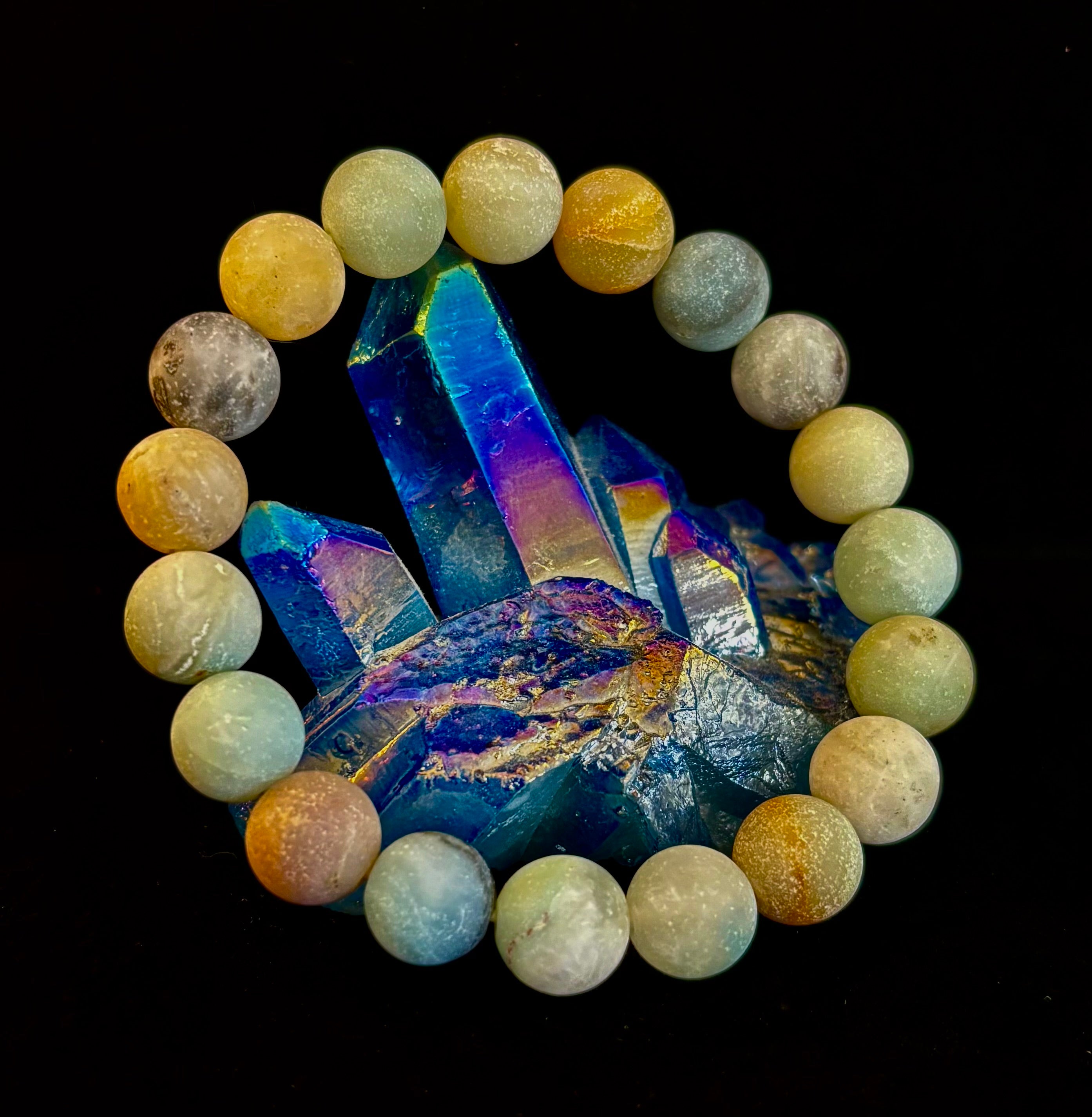 Serenity Flow Amazonite Bracelet – 10mm Matte Reiki-Infused Calm & Communication Stone (Medium Fit) | | Wiccan Center