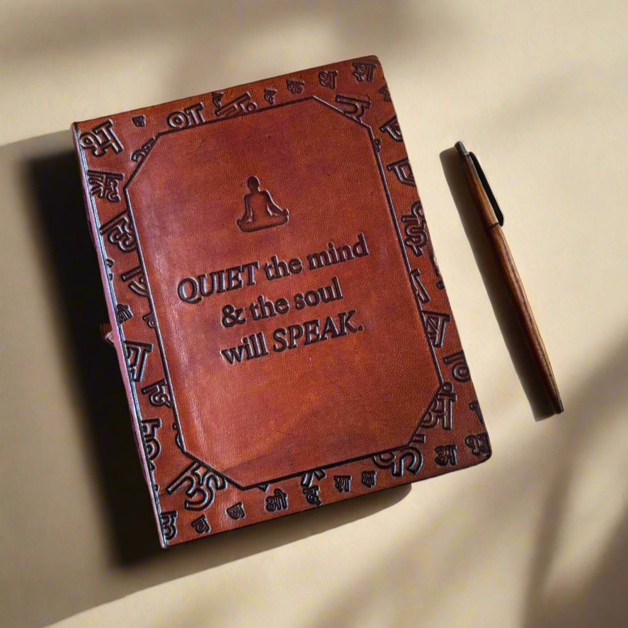 Quiet the Mind Leather Journal - Mindfulness & Spiritual Growth | Journal | Wiccan Center