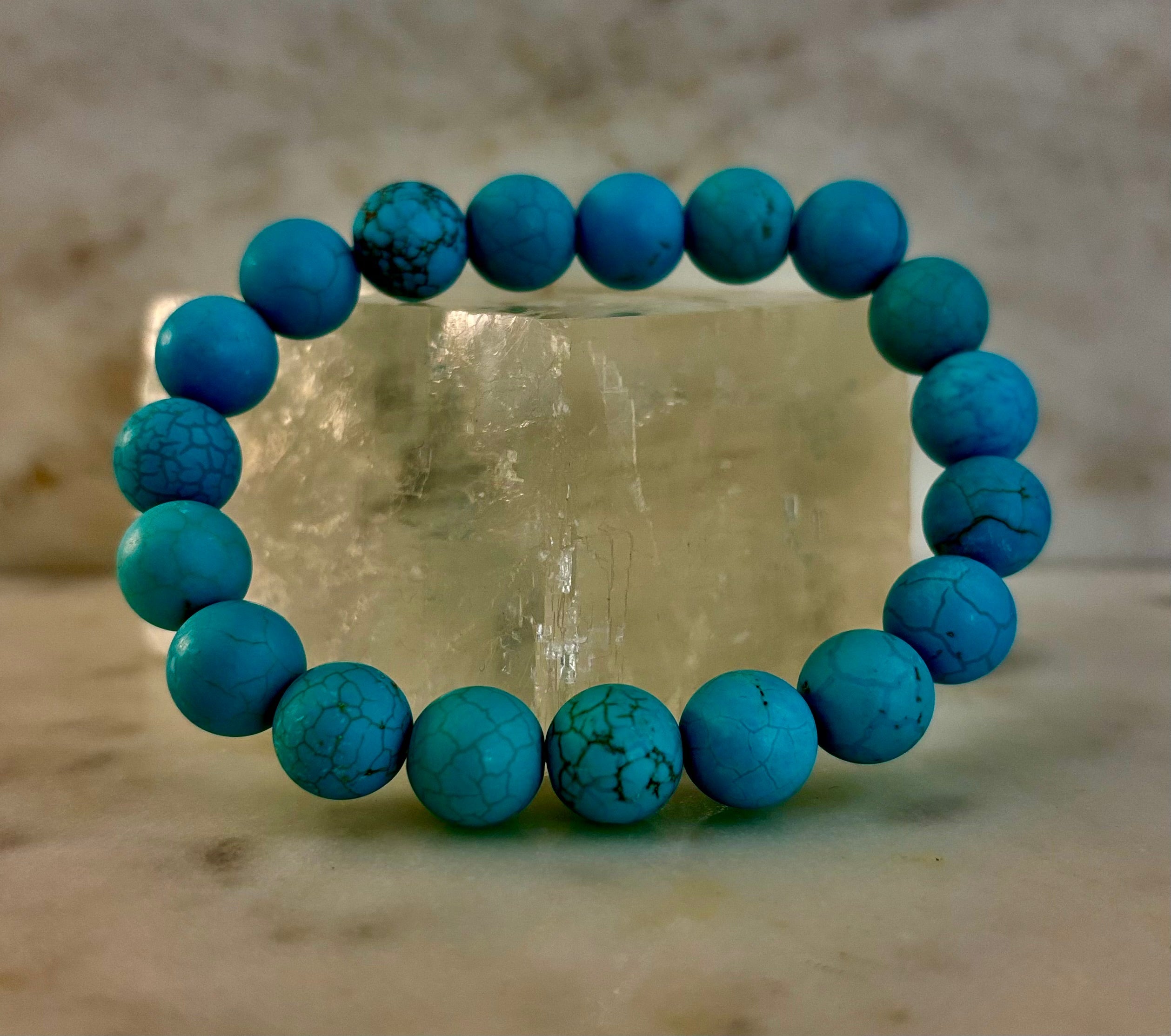 Tranquil Strength Magnesite Turquoise Bracelet – 10mm Matte Reiki-Infused Power Bracelet (Medium–Large Fit) | | Wiccan Center