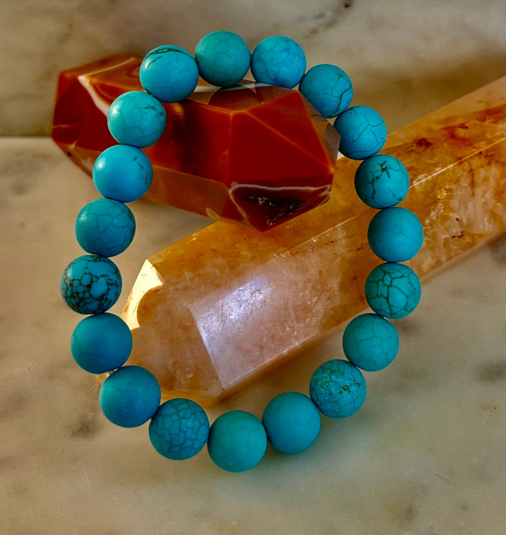 Tranquil Strength Magnesite Turquoise Bracelet – 10mm Matte Reiki-Infused Power Bracelet (Medium–Large Fit) | | Wiccan Center
