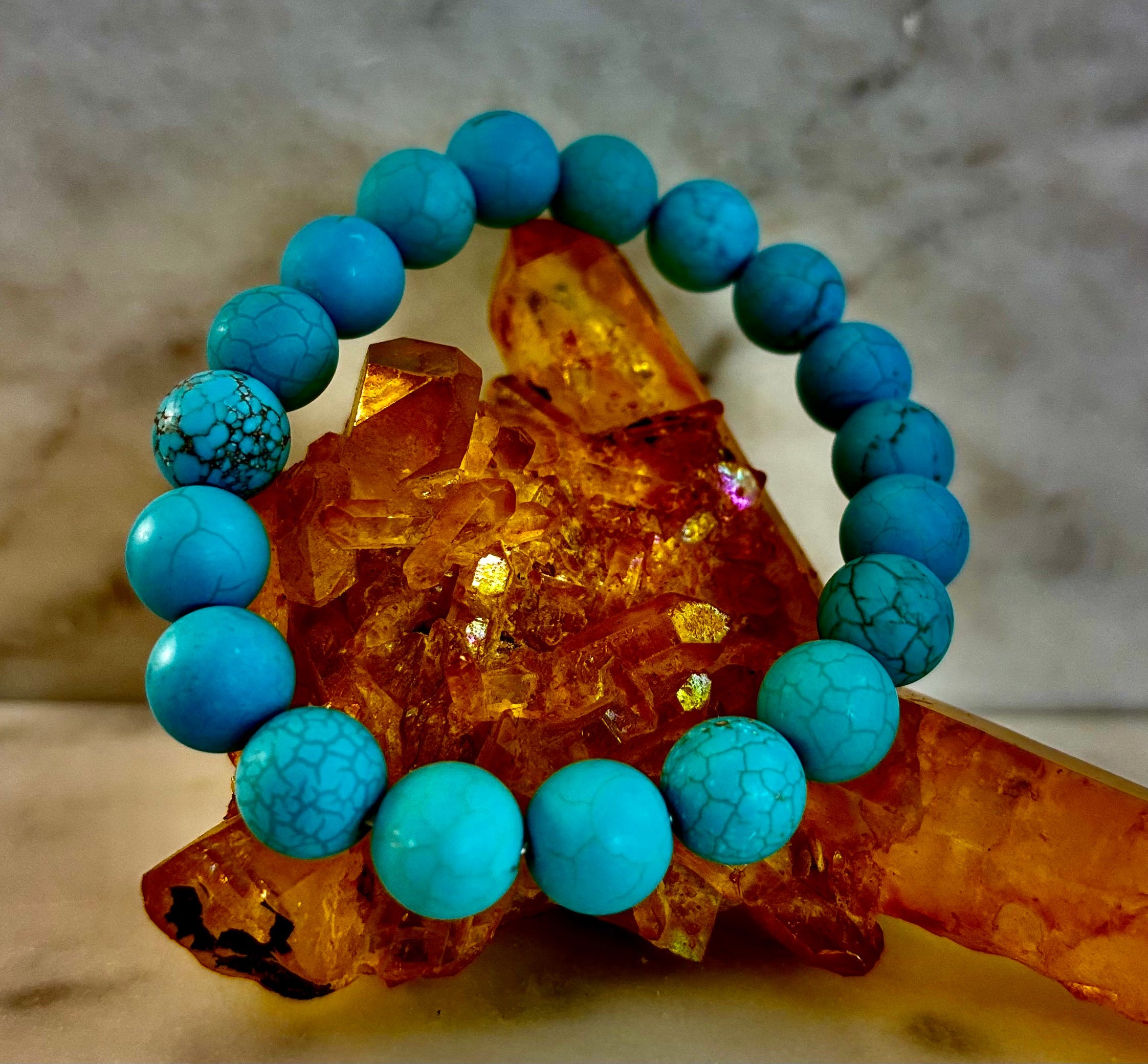 Tranquil Strength Magnesite Turquoise Bracelet – 10mm Matte Reiki-Infused Power Bracelet (Medium–Large Fit) | | Wiccan Center