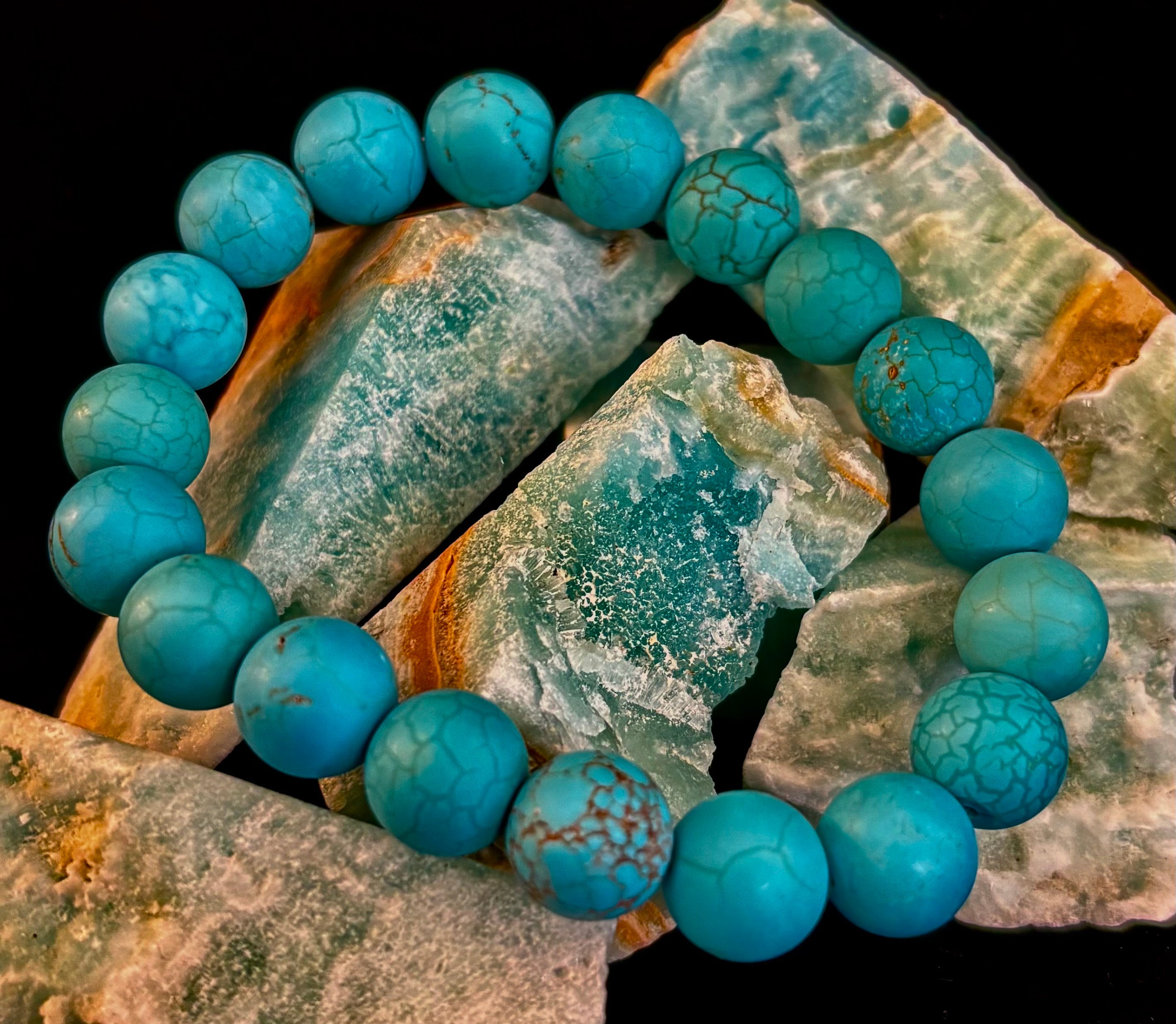 Tranquil Strength Magnesite Turquoise Bracelet – 10mm Matte Reiki-Infused Power Bracelet (Medium–Large Fit) | | Wiccan Center