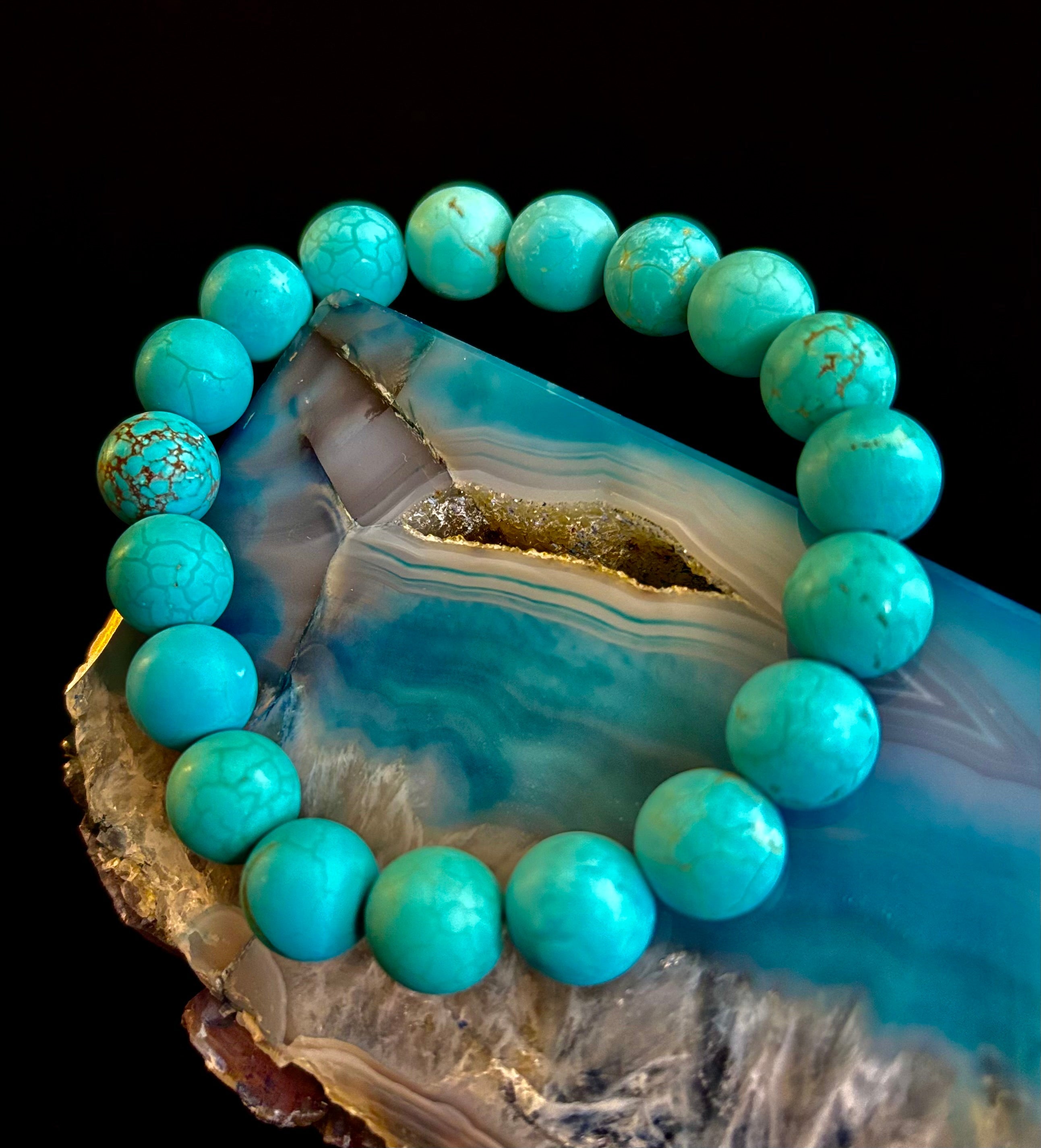 Tranquil Strength Magnesite Turquoise Bracelet – 10mm Matte Reiki-Infused Power Bracelet (Medium–Large Fit) | | Wiccan Center