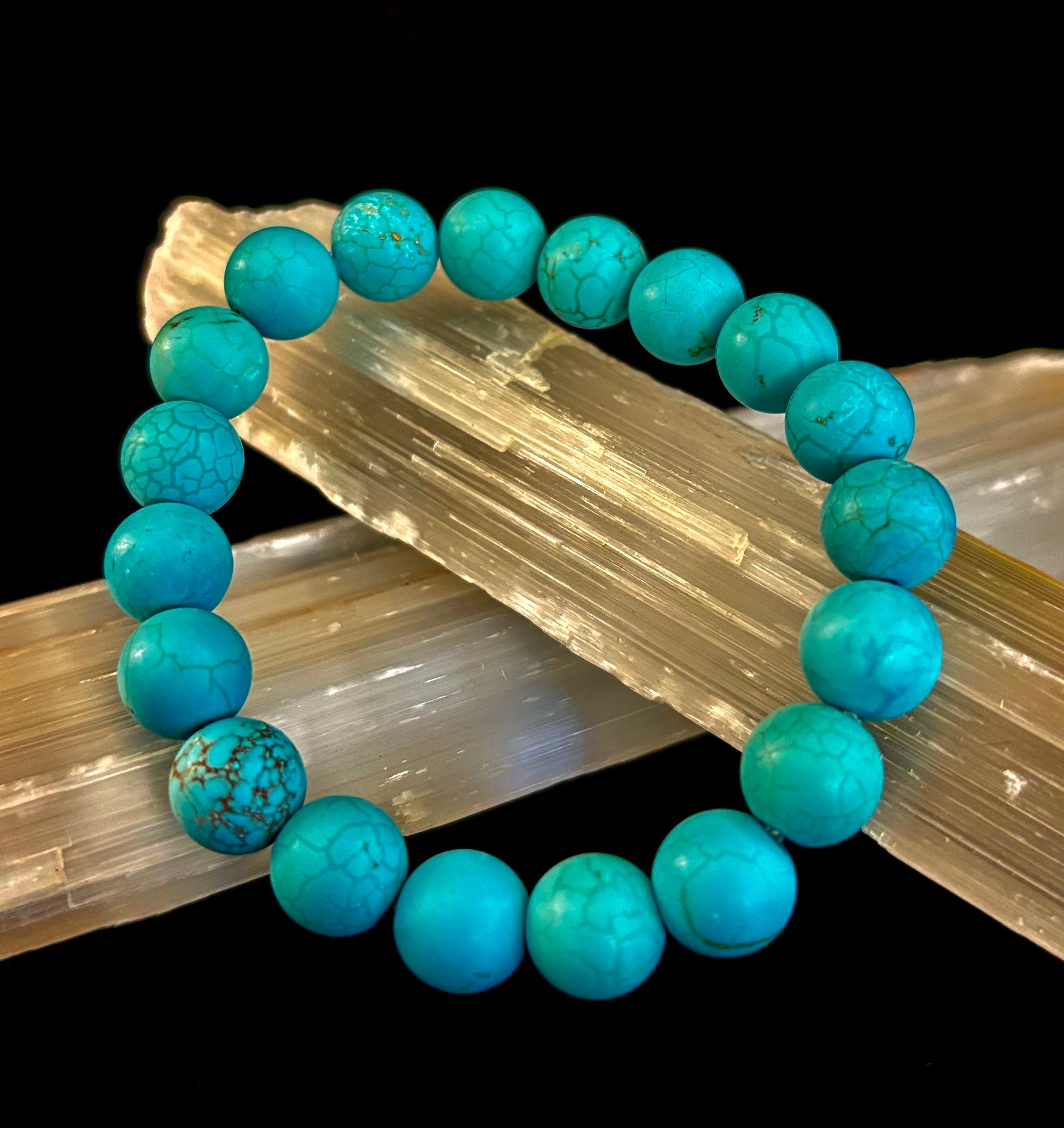 Tranquil Strength Magnesite Turquoise Bracelet – 10mm Matte Reiki-Infused Power Bracelet (Medium–Large Fit) | | Wiccan Center