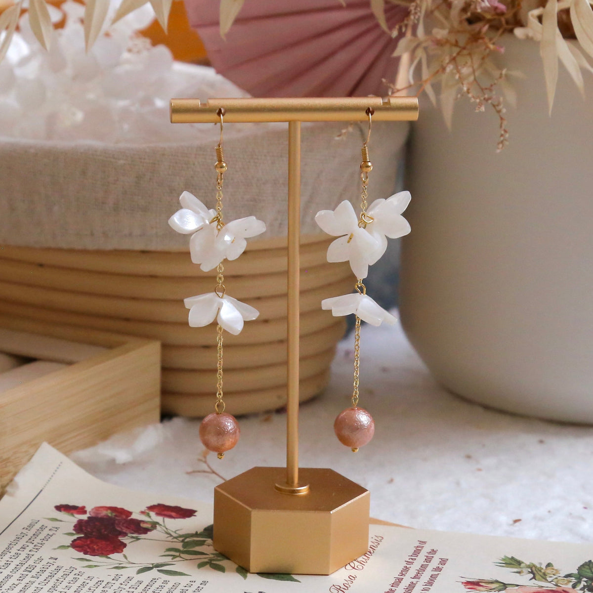 SALE - Peach Blossom Earrings