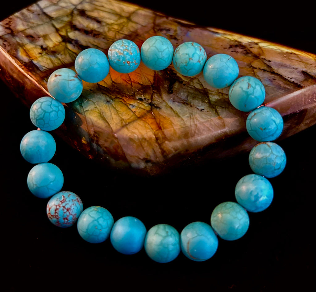 Tranquil Strength Magnesite Turquoise Bracelet – 10mm Matte Reiki-Infused Power Bracelet (Medium–Large Fit) | | Wiccan Center
