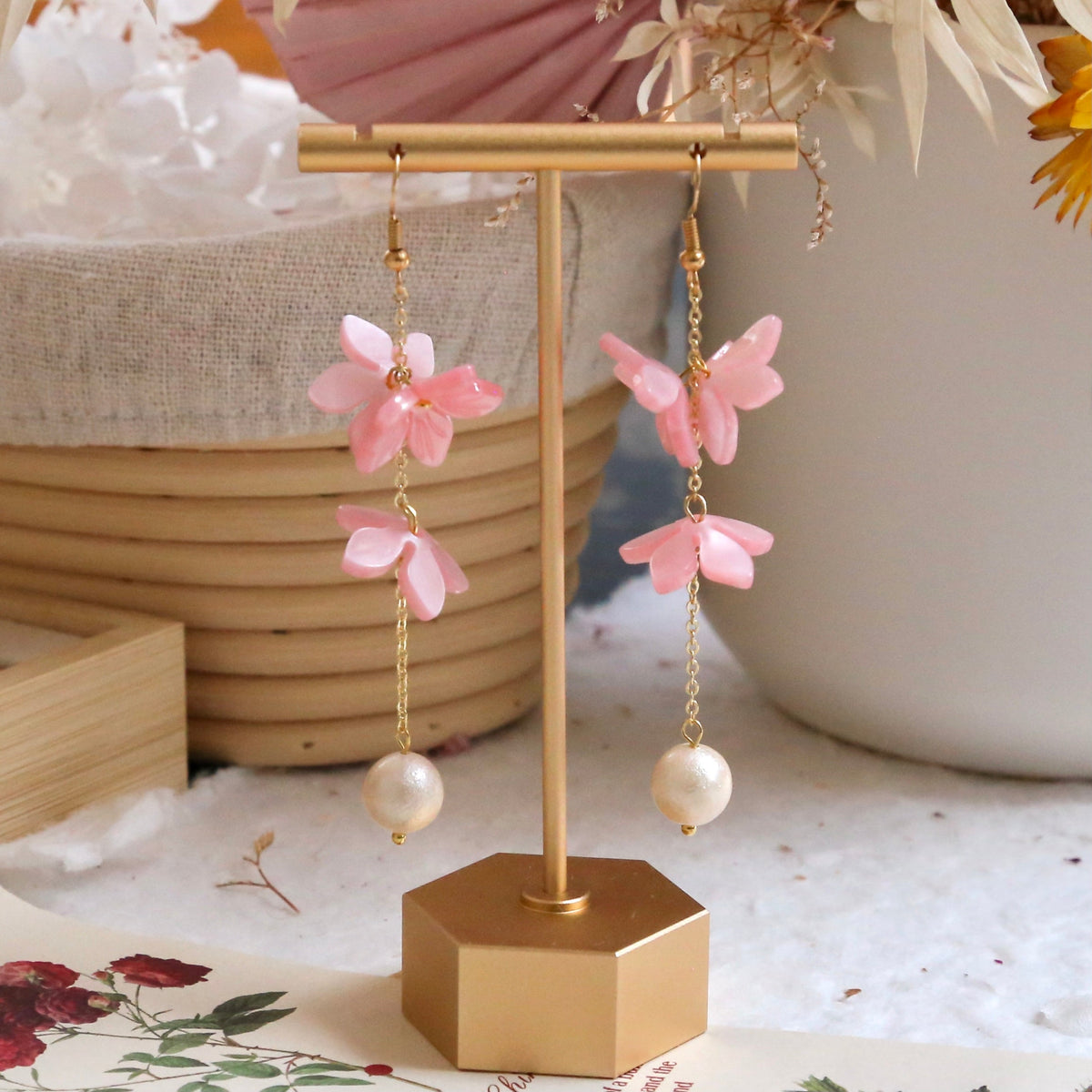 SALE - Peach Blossom Earrings