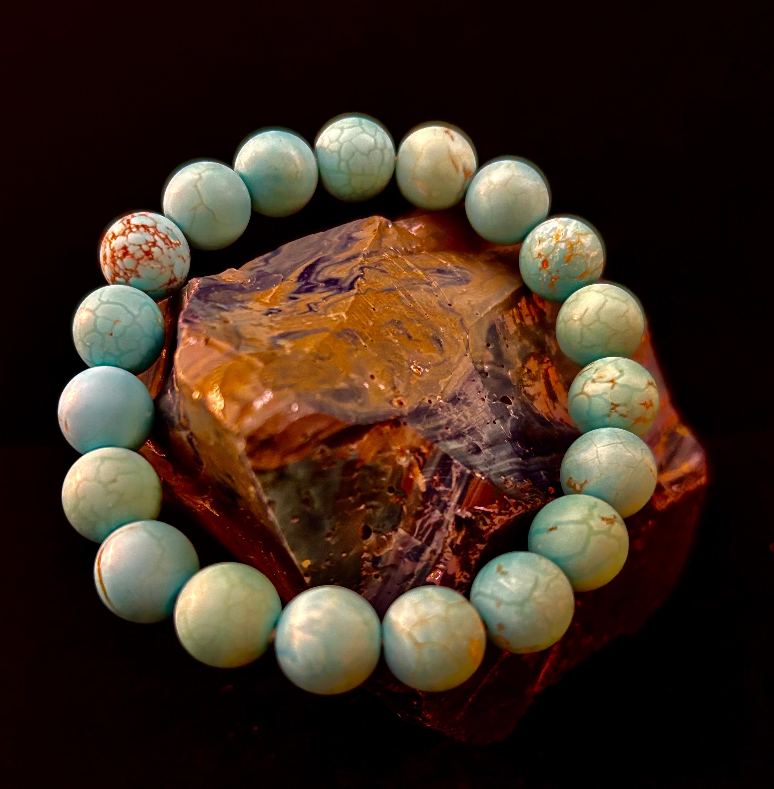 Tranquil Strength Magnesite Turquoise Bracelet – 10mm Matte Reiki-Infused Power Bracelet (Medium–Large Fit) | | Wiccan Center