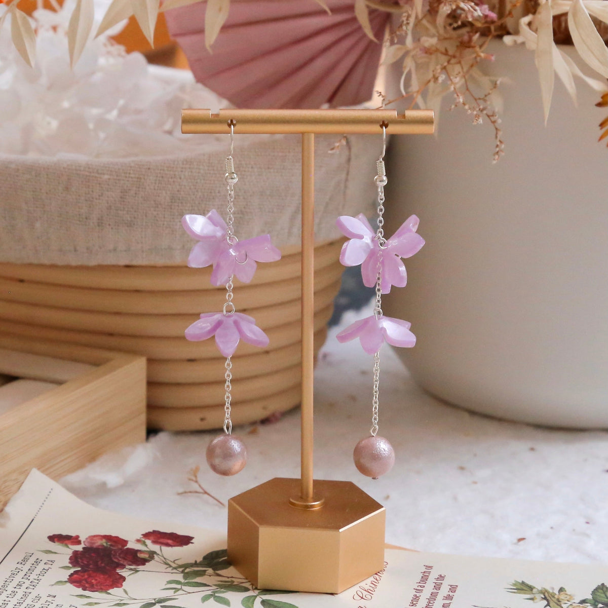 SALE - Peach Blossom Earrings