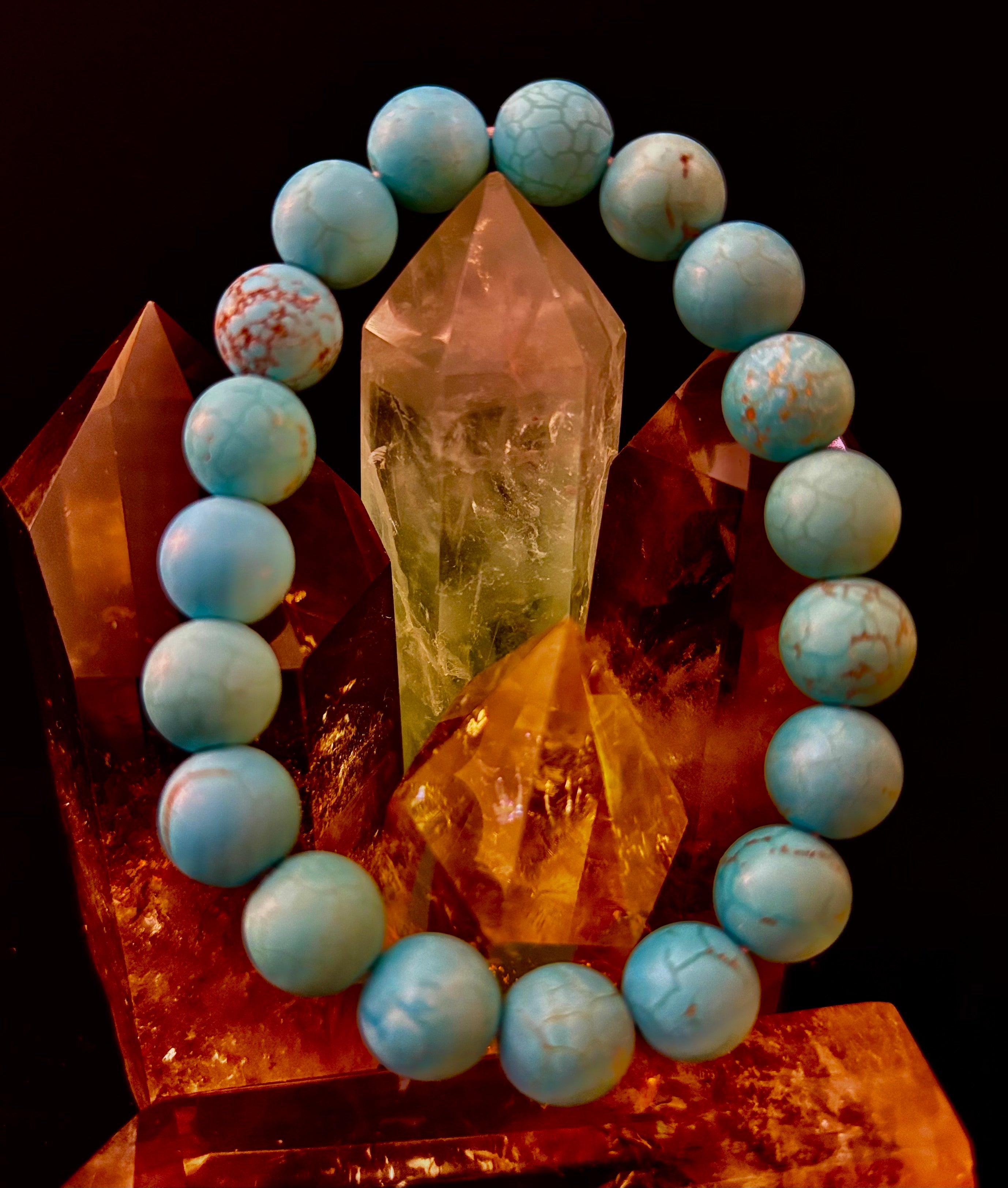 Tranquil Strength Magnesite Turquoise Bracelet – 10mm Matte Reiki-Infused Power Bracelet (Medium–Large Fit) | | Wiccan Center