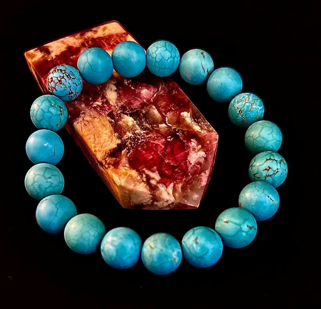 Tranquil Strength Magnesite Turquoise Bracelet – 10mm Matte Reiki-Infused Power Bracelet (Medium–Large Fit) | | Wiccan Center