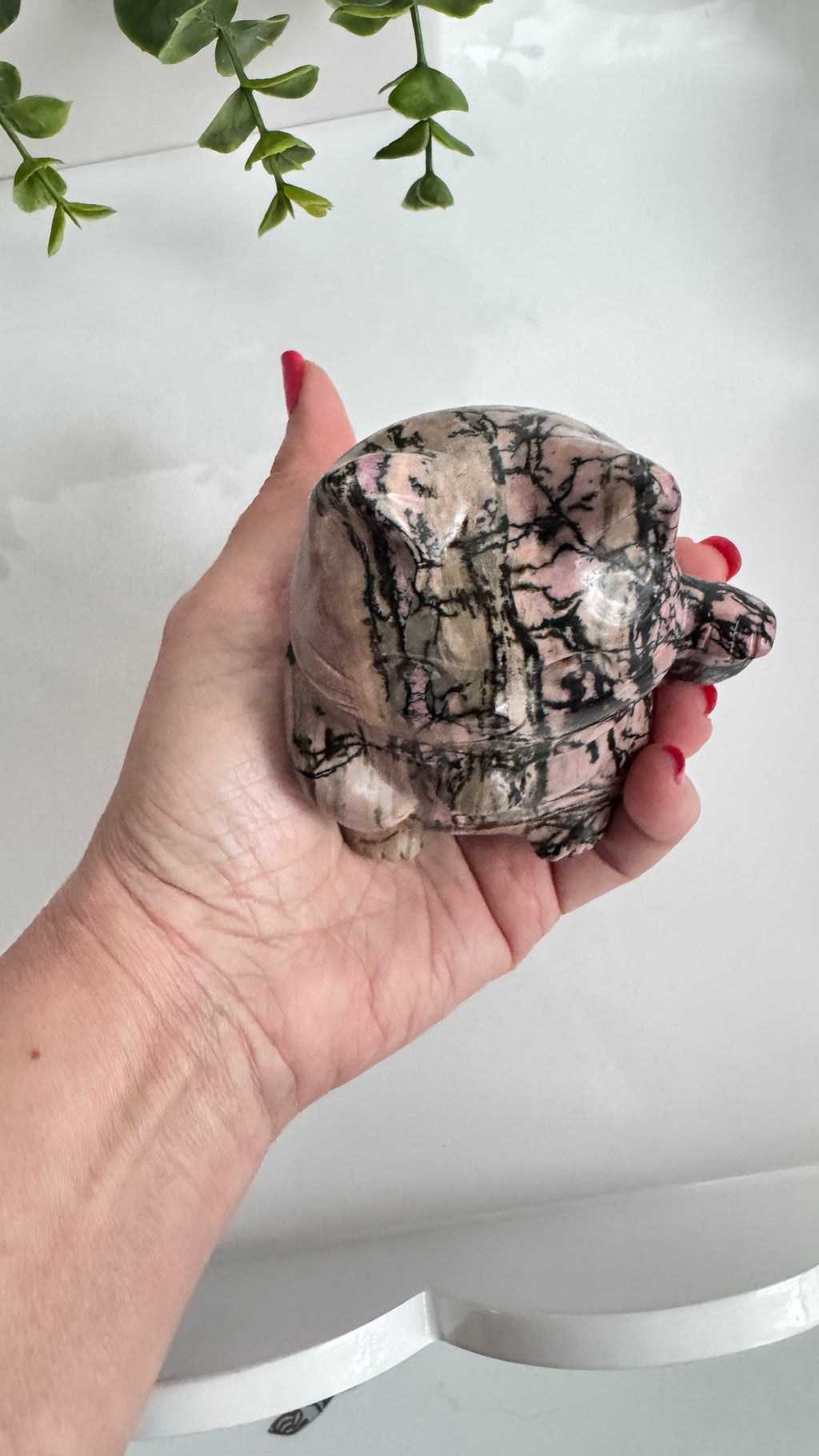 XL Rhodonite Crystal Lucky Cat, Maneki Neko, Fortune Cat 4" | Crystals | Wiccan Center