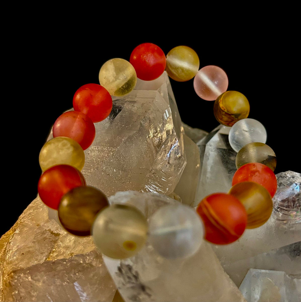 Solar Glow Cherry Quartz Bracelet – 12mm Matte Reiki-Infused Energy Bracelet (Medium Fit) | | Wiccan Center