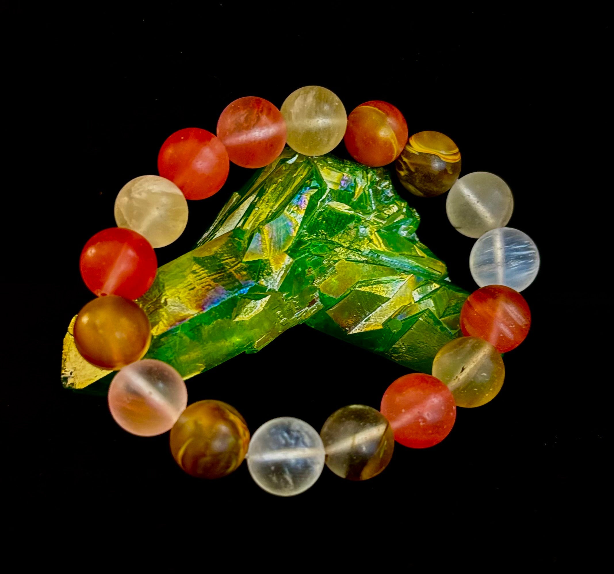 Solar Glow Cherry Quartz Bracelet – 12mm Matte Reiki-Infused Energy Bracelet (Medium Fit) | | Wiccan Center