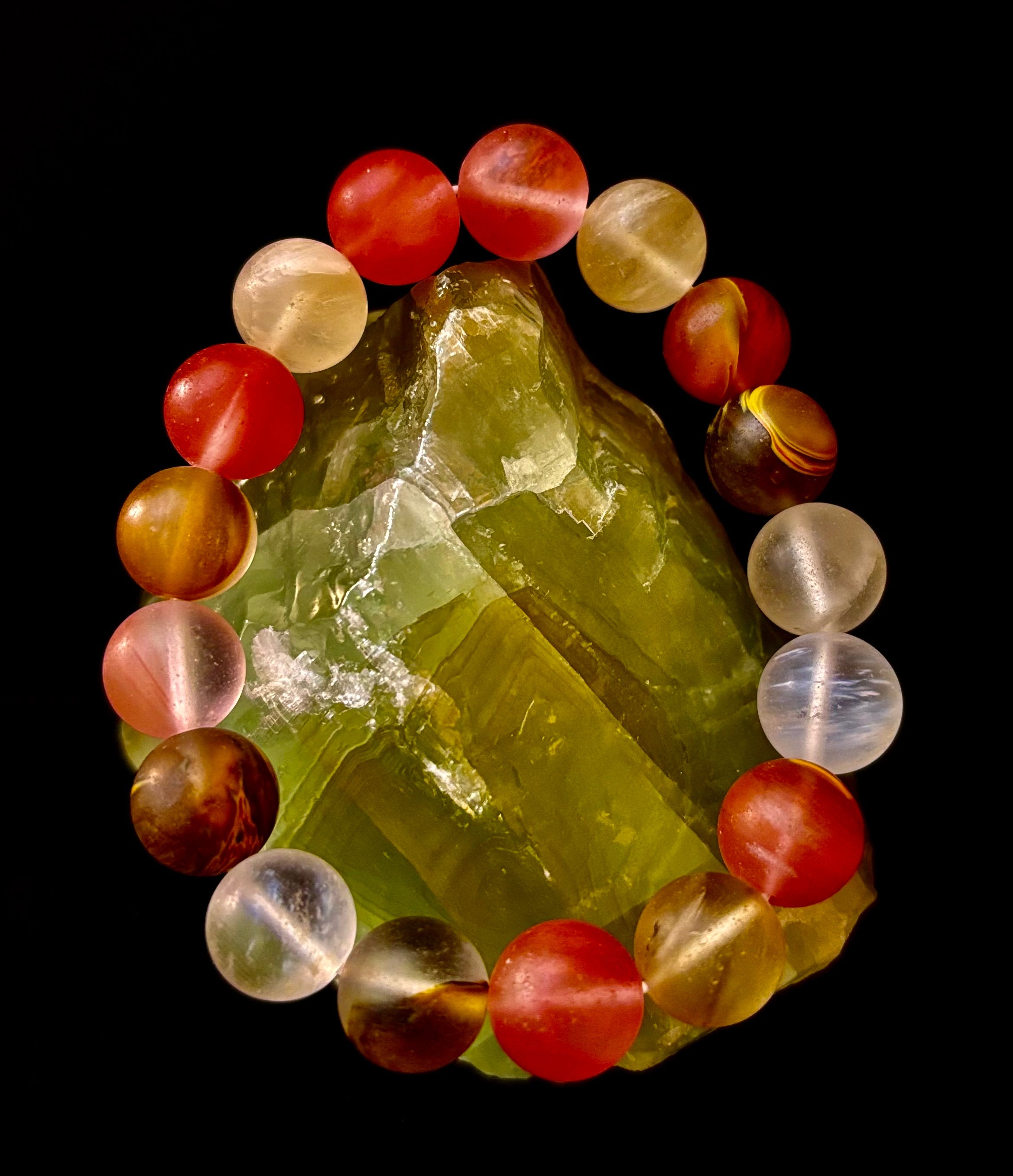 Solar Glow Cherry Quartz Bracelet – 12mm Matte Reiki-Infused Energy Bracelet (Medium Fit) | | Wiccan Center