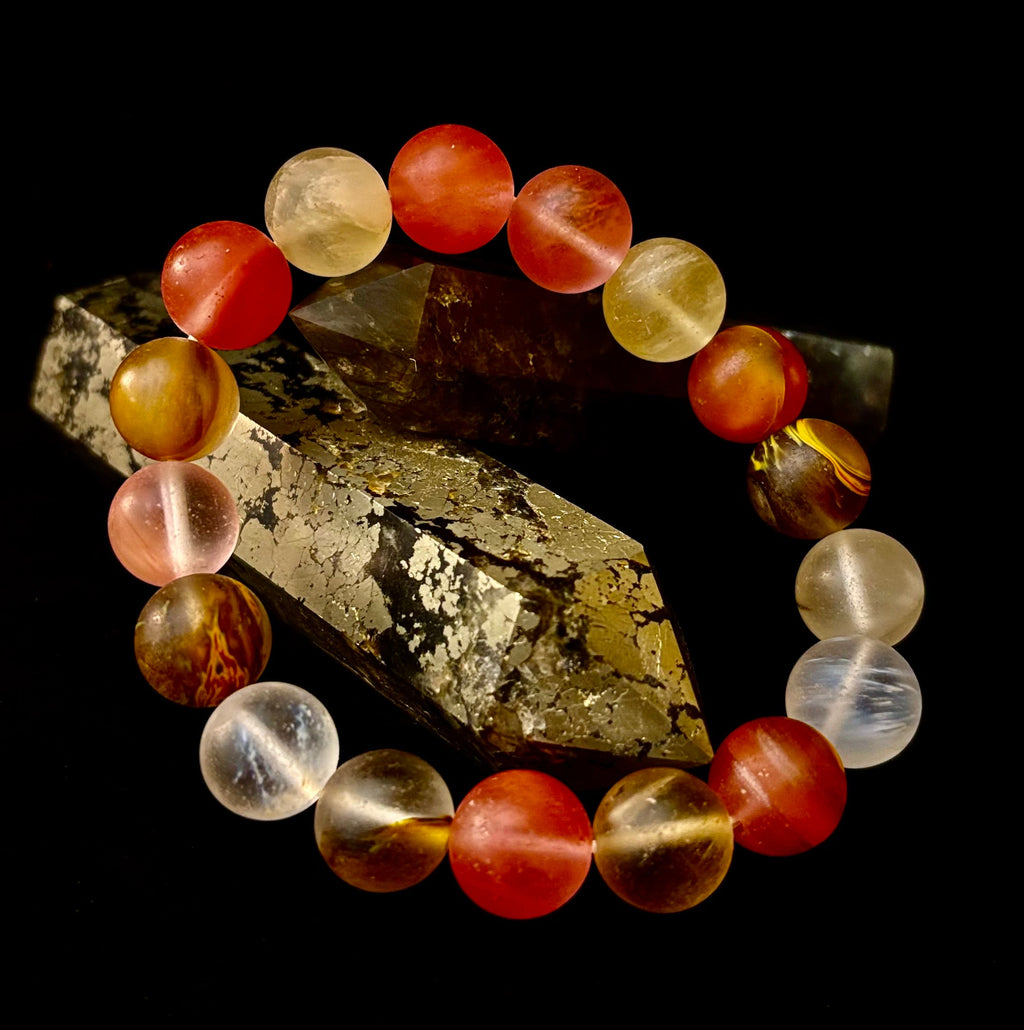 Solar Glow Cherry Quartz Bracelet – 12mm Matte Reiki-Infused Energy Bracelet (Medium Fit) | | Wiccan Center