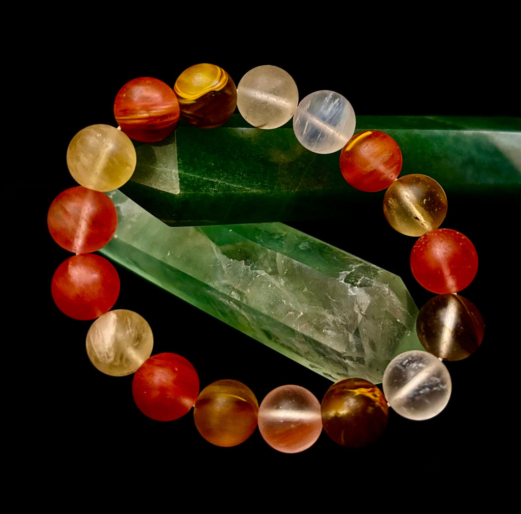 Solar Glow Cherry Quartz Bracelet – 12mm Matte Reiki-Infused Energy Bracelet (Medium Fit) | | Wiccan Center